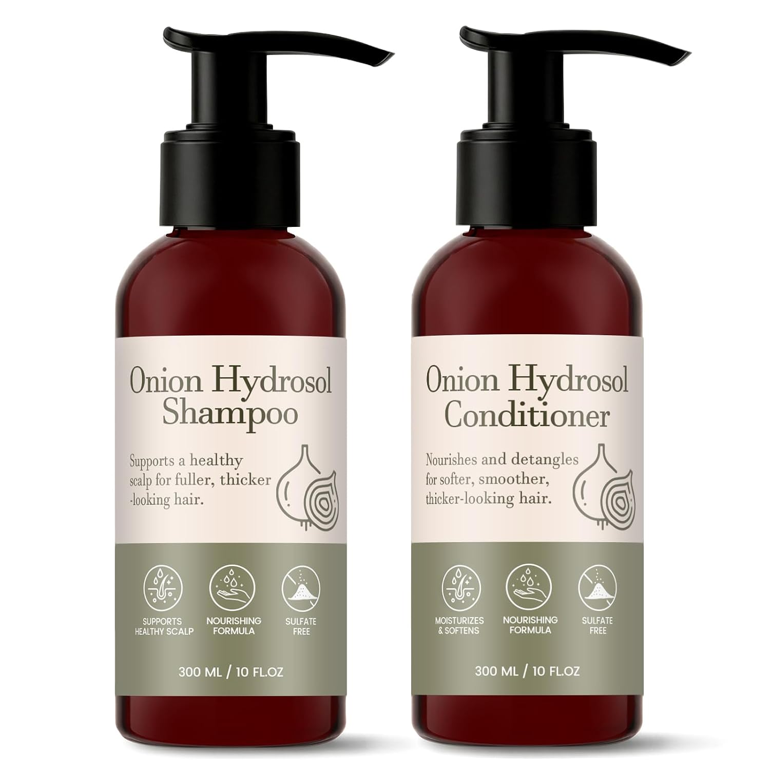 Onion Hydrosol Shampoo and Conditioner Duo for Hair Growth, Onion Shampoo with Biotin Rosemary For Thinning and Healthier Thicker hair, Paraben Free
