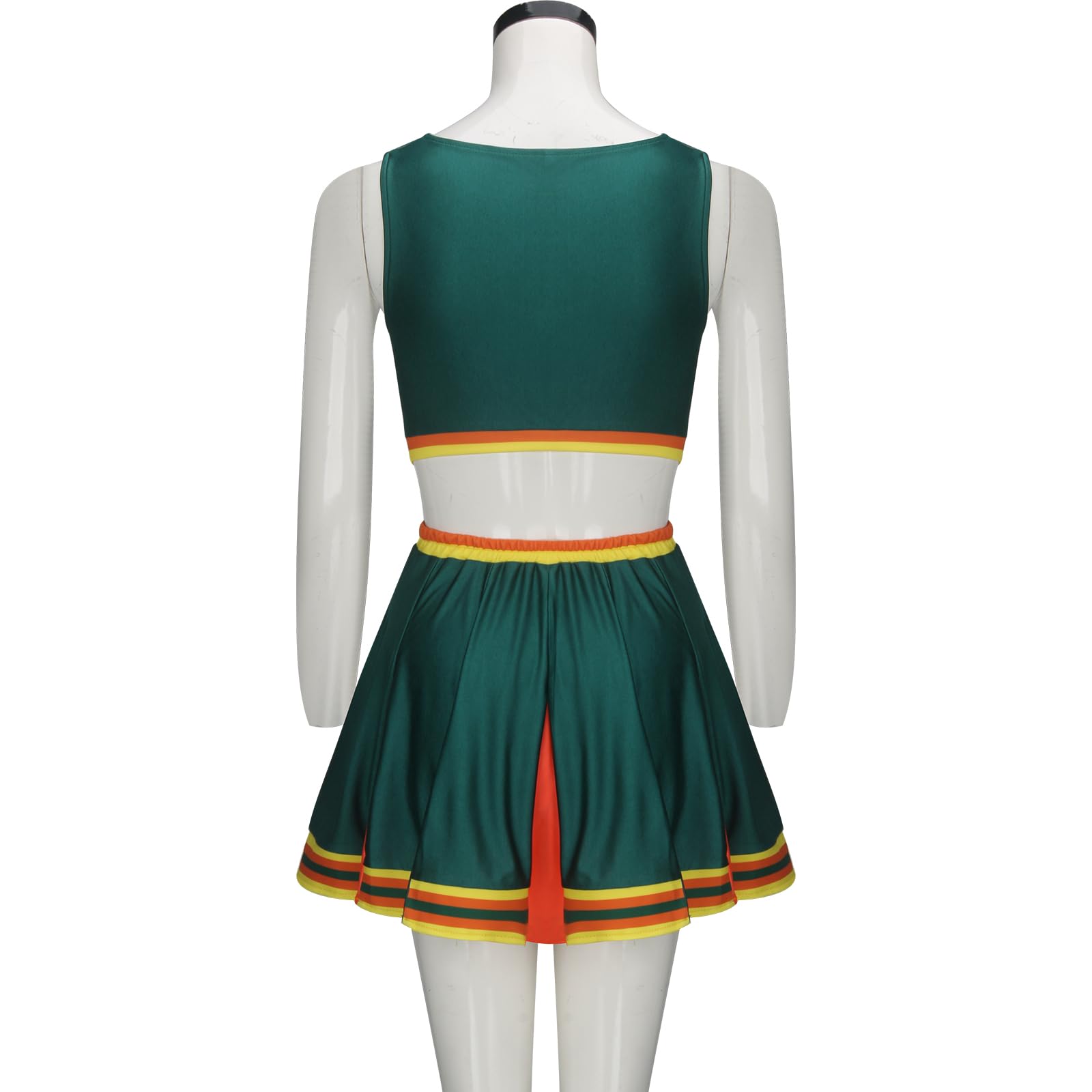Funhoo Cheerleader Uniform Grün Oberteil Minirock Cheerleading Kostüm Cheer Captain Film Cosplay Outfit für Mädchen Damen Schule Tanzen
