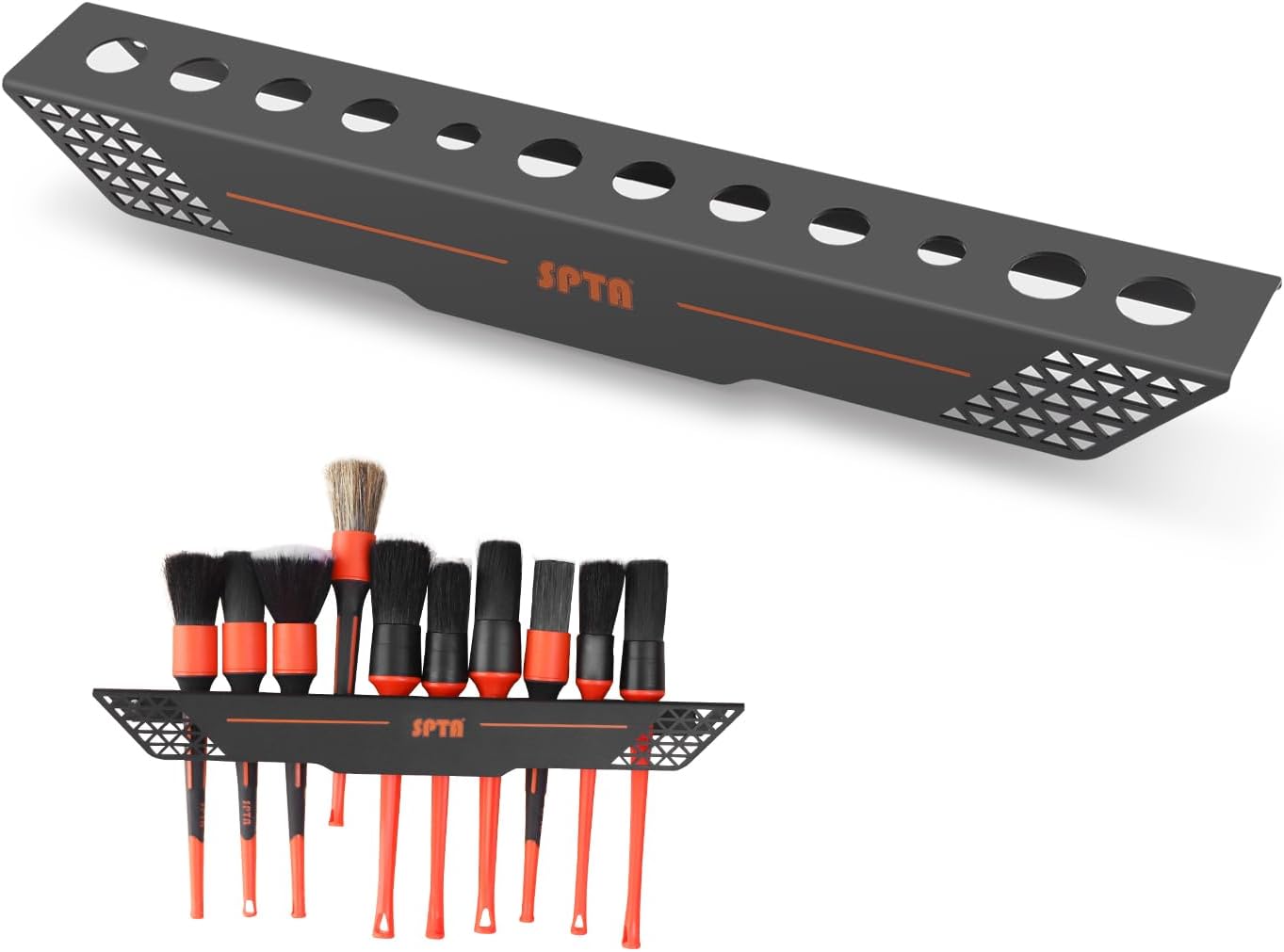 Organizador De Cepillos Para Detailing De Coches - Rack Mural, Hasta 10 Cepillos, Acero Negro