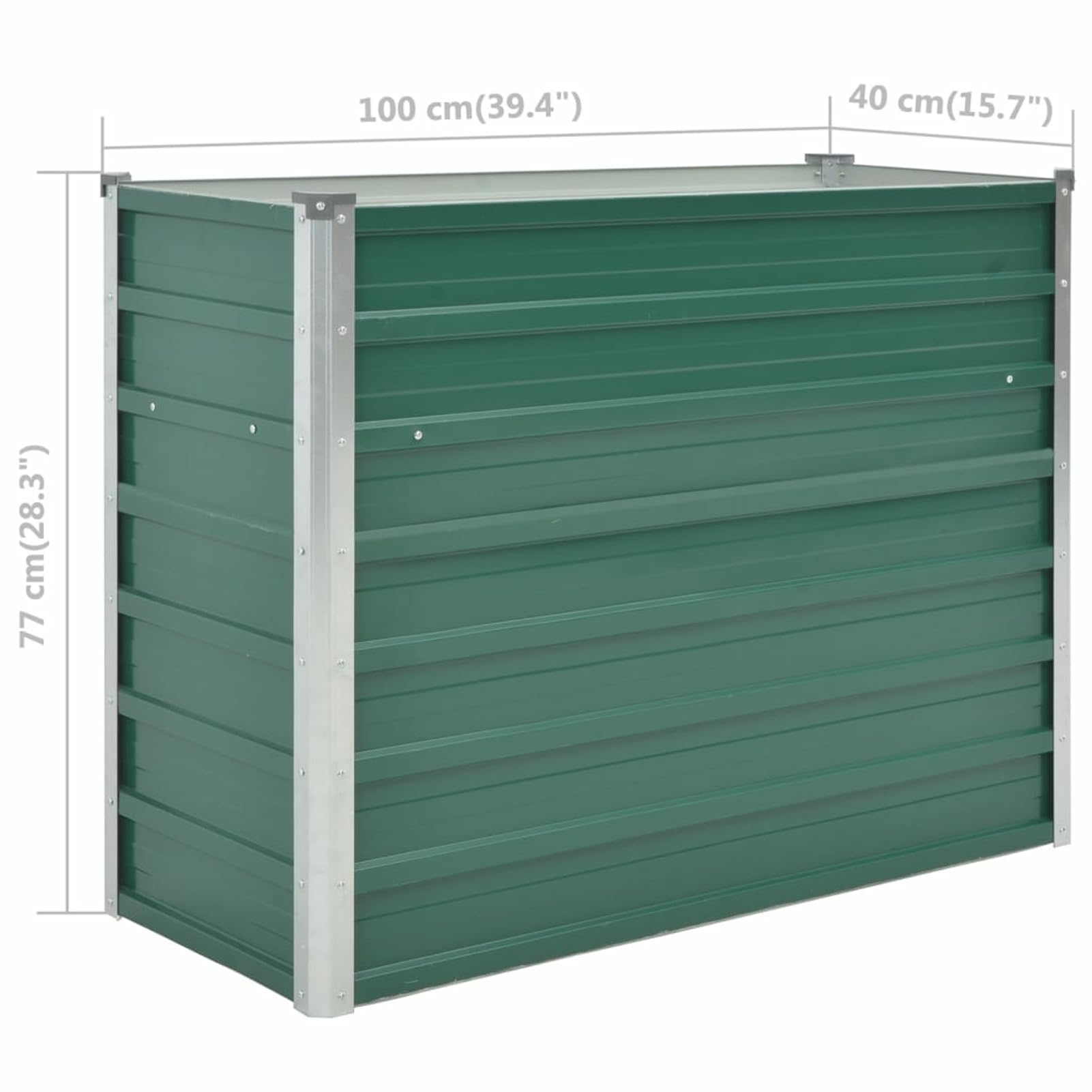 GuyAna Arriate de jardín de Acero galvanizado Verde 100x40x77 cm Accesorios Jardinera Rectangular Macetas Exterior