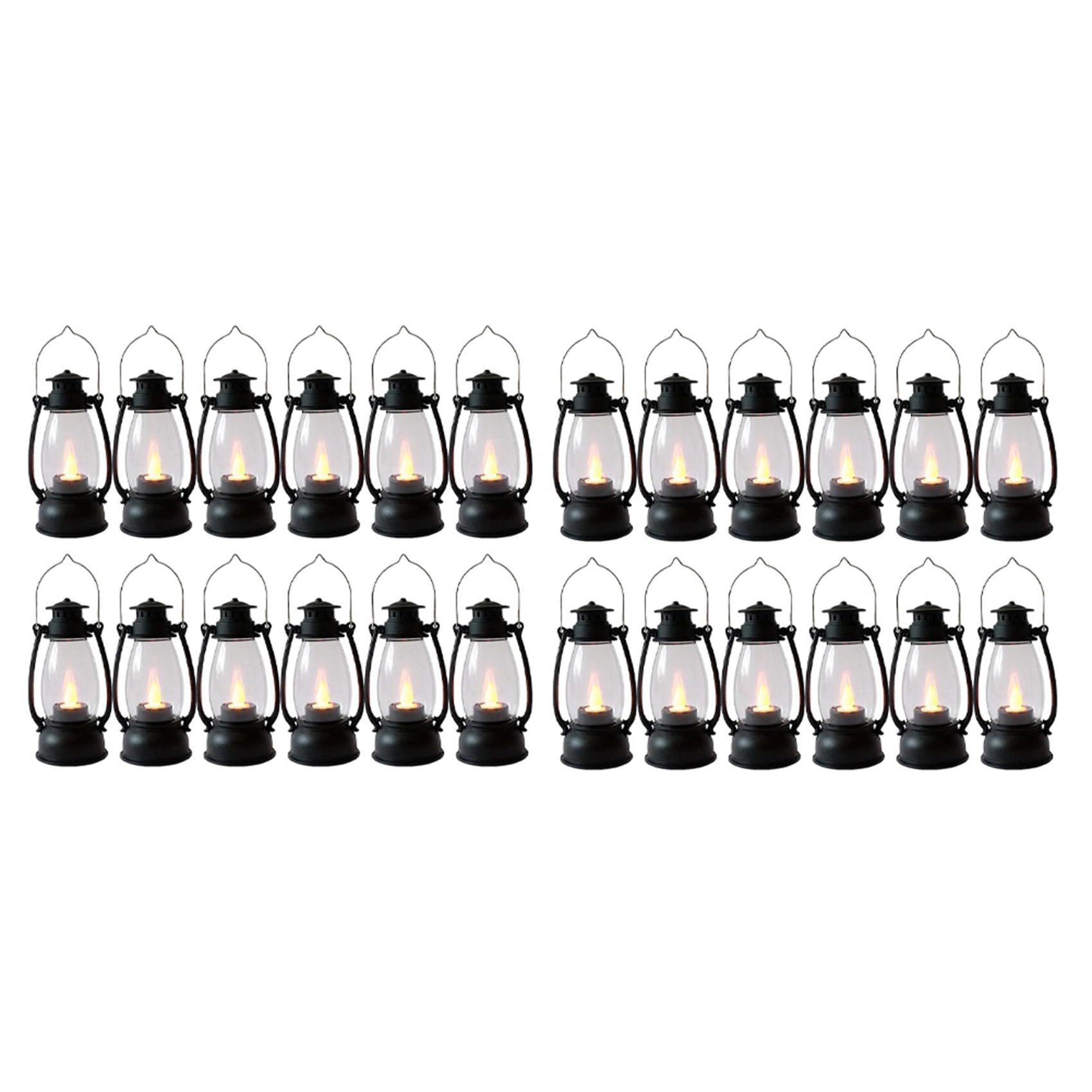 Hndhbfgrt Vintag Candle Lanterns for Indoors 24Pcs Mini Lantern with Flicker Candles Small Hanging Lanterns for Home Decor Black