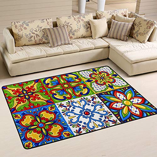 Tapis Talavera lavable et durable Ruchen grand format ethnique coloré - 2