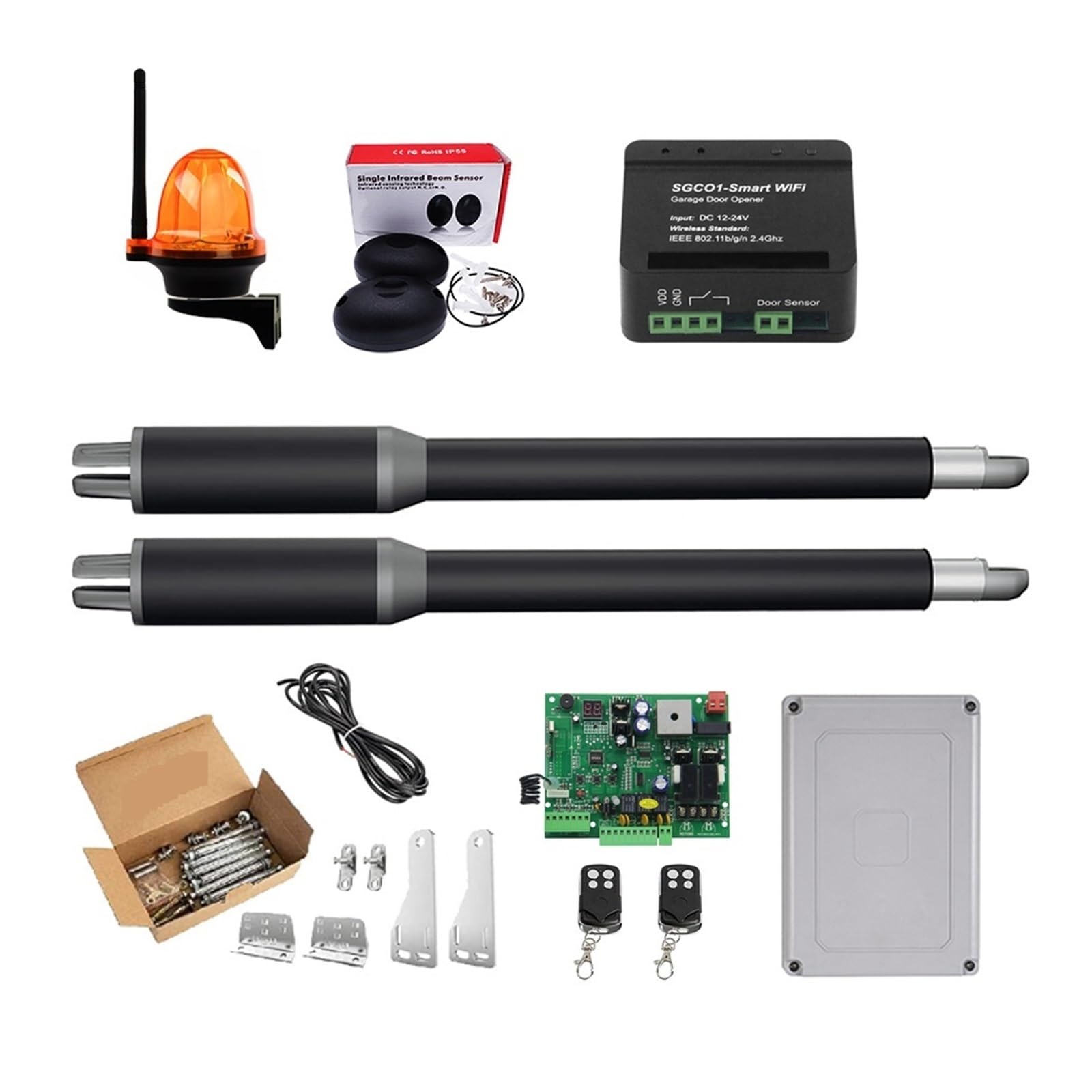 Rsgxlfqzvak Kit E Automatic Door Opener, Door Opener Linear Actuator Dc Worm Ar Automatic Swing Electric Tube, Light, Button, Gsm Operator(Kit E)
