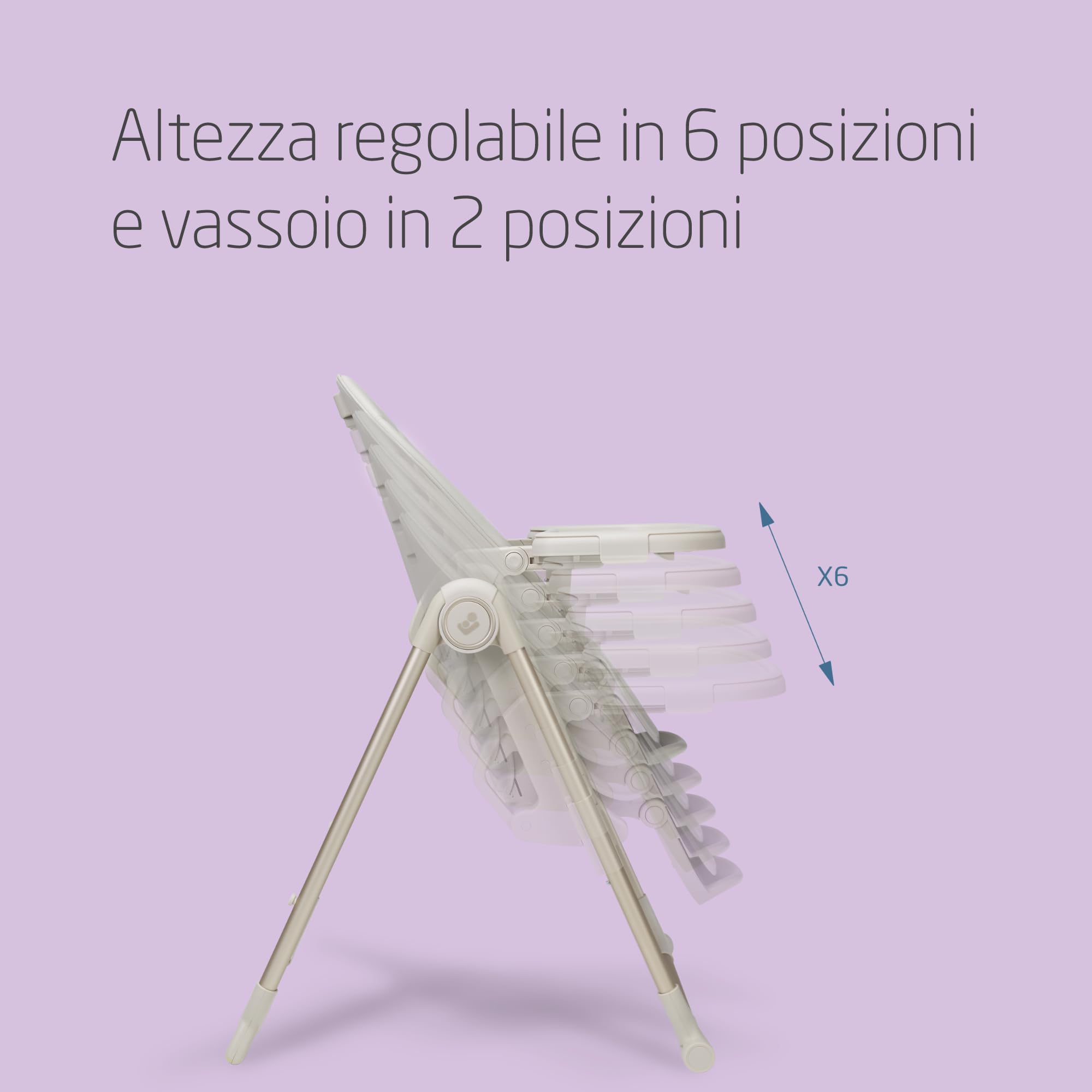 Maxi-Cosi Ava2,Seggiolone Pappa 0-3 Anni (Fino a 15 kg), Seggiolone Pieghevole Compatto, Leggero (9,45 kg), 5 Reclinazioni e 6 Altezze, Vassoio Rimovibile Con Una Mano, 2 Ruote, Elegance Beige