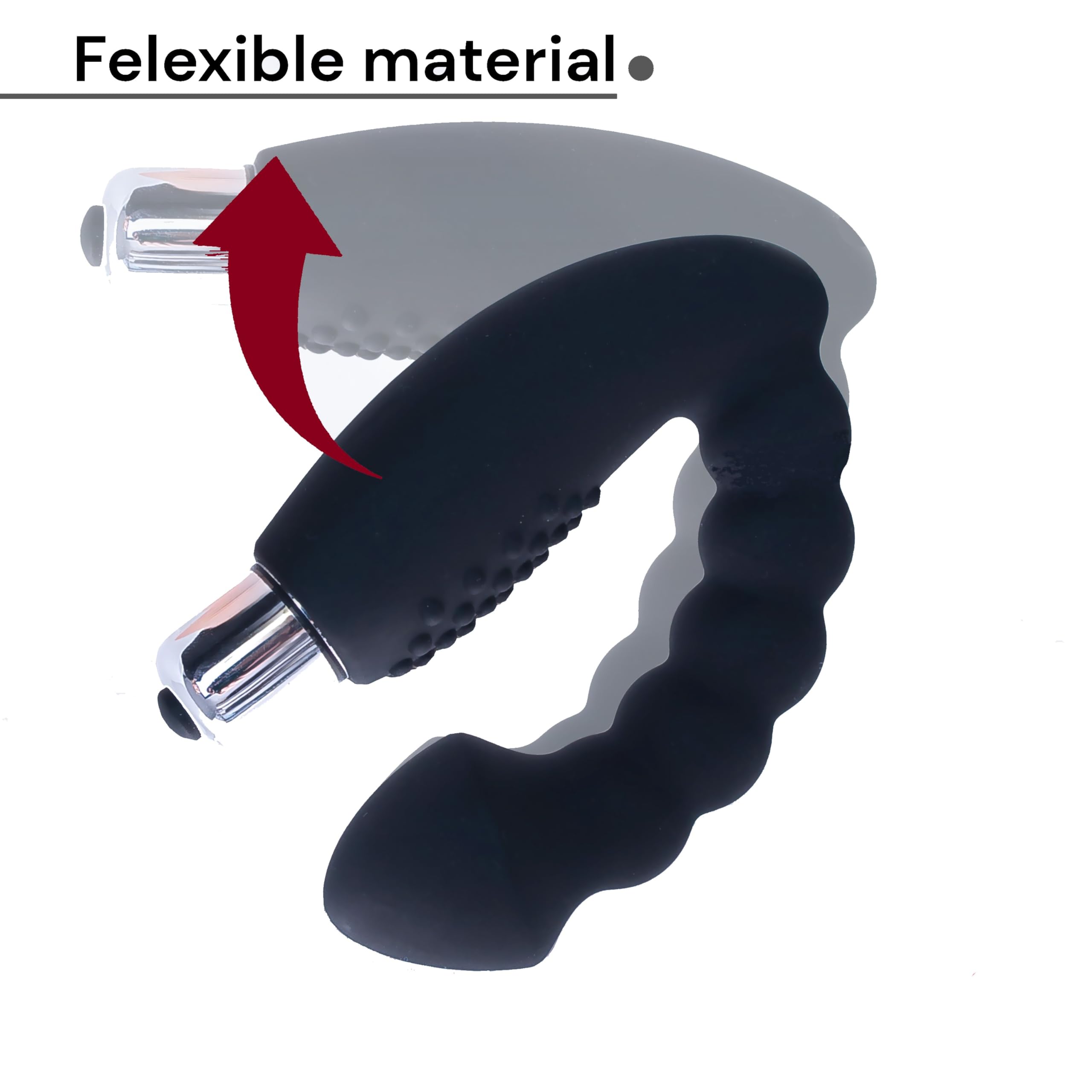 FOPS vibratore prostatico in silicone – tappo anale ergonomico con vibrazione – 22 cm di lunghezza totale, flessibile e sicuro – vibratore anale per uomini e coppie, nero A11-9