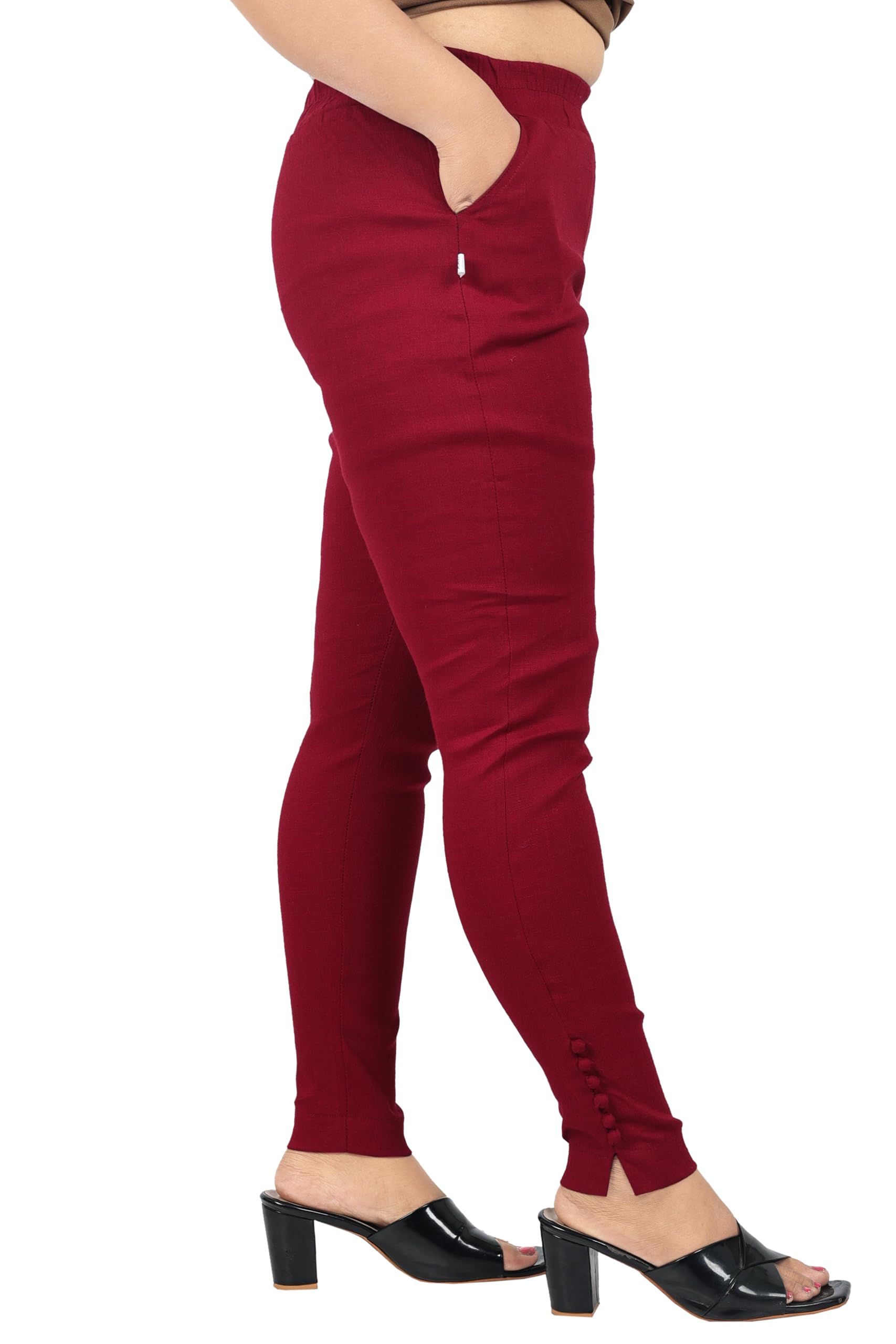 Women's Cotton Straight Fit Pants, Casual Wear, Ankle Length with Potli Button Detail-image-47