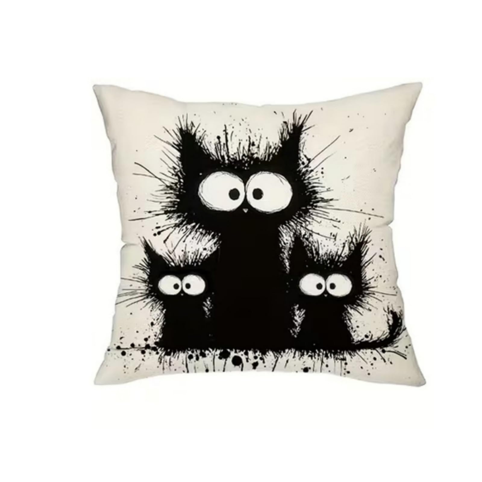 Cushion Covers 40cm x 40cm Black Animals Pillowcase with Invisible Zipper,Decorative Throw Pillows Cover Thickened linen fabric sSfa Cushions Cover,for Home Décor, Bedroom & Sofa