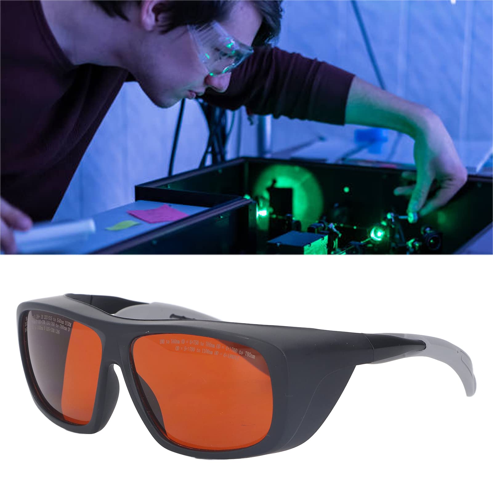 Cocoarm Laserbrille, PC-Brille, Blendfrei, 180 Bis 540 Nm, 750 Bis 1100 Nm, Schnelle Lichtreaktion, Kratzfeste Oberfläche für Glasfaserprojekte, Techniker und Laborbenutzer