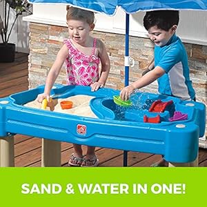 Step2 cascading cove sand and water table kids activity sensory playset comes with umbrella summer outdoor toys 7 piece toy accessories for toddlers 15 years old  urban country home decor
