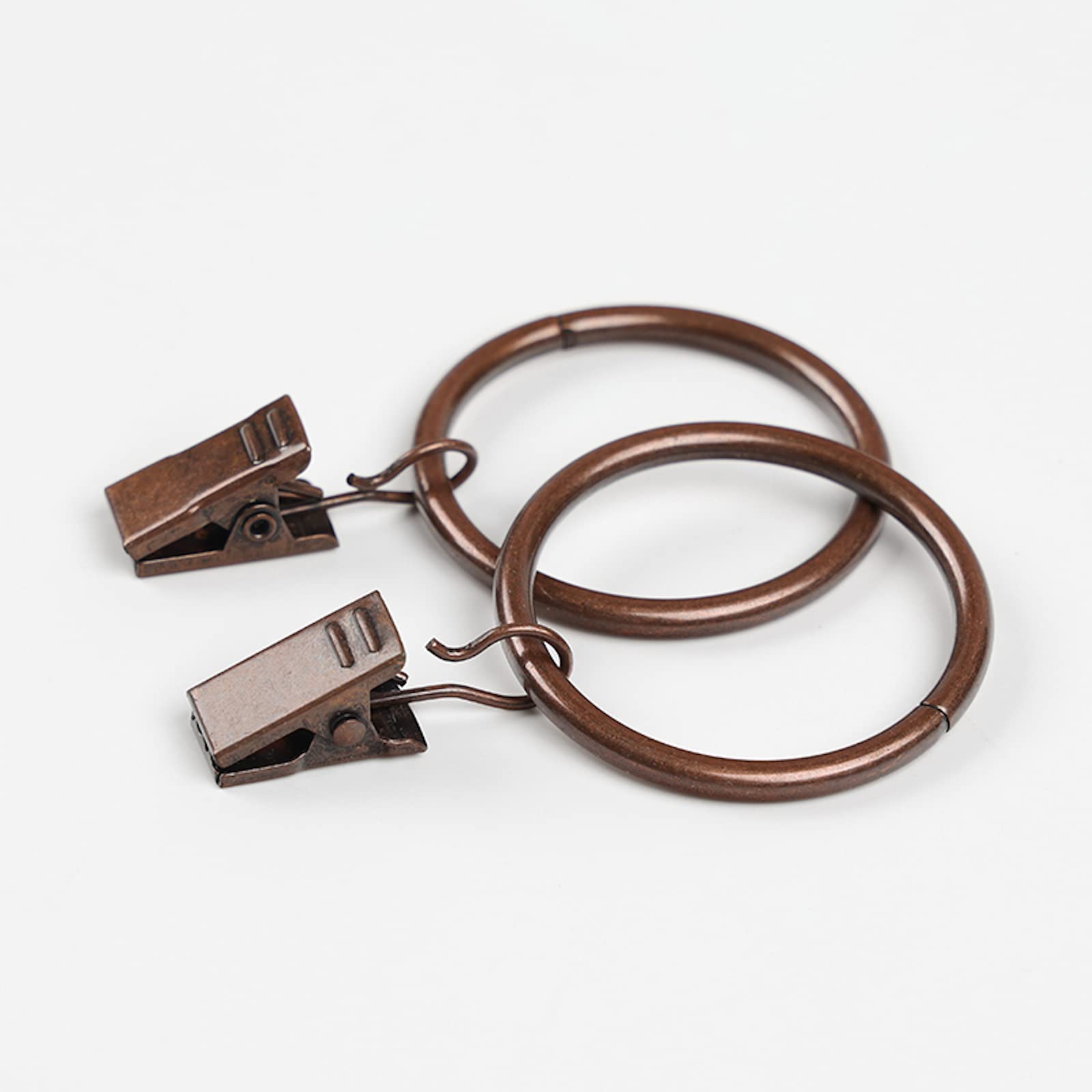 200x EWANTO Vorhangringe Bronze 45 mm Durchmesser Gardinenringe Gardinenhaken Set Metall Ring mit 18 mm Clip Vorhang Ringe mit Clips für Gardinen ohne Löcher oder Ösen Curtain Rings