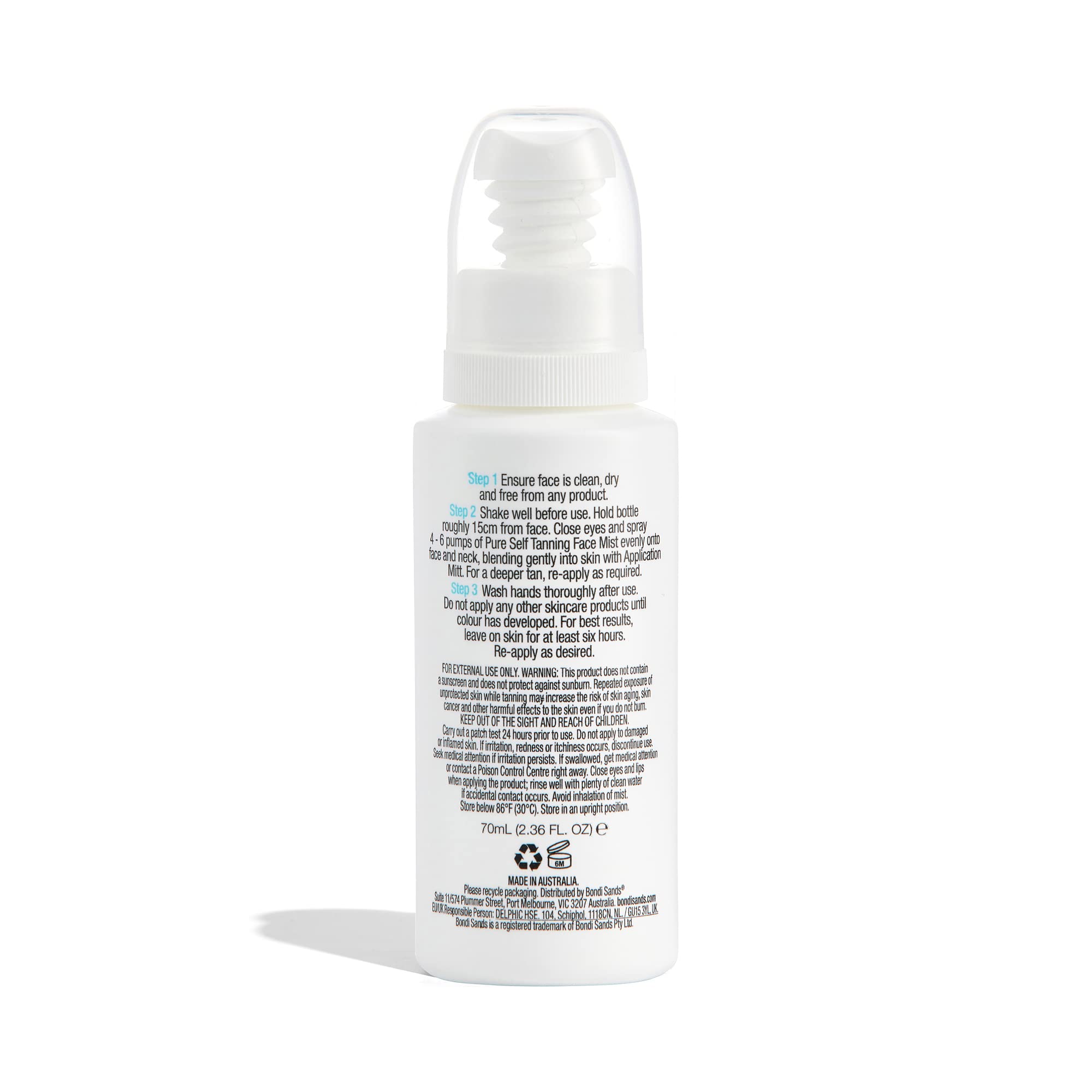 Bondi Sands Pure Tanning Face Mist, Opalająca mgiełka do twarzy