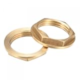 uxcell G1 Lock Nut with Flange, Hex Brass Female Locknut for Plumbing 2pcs