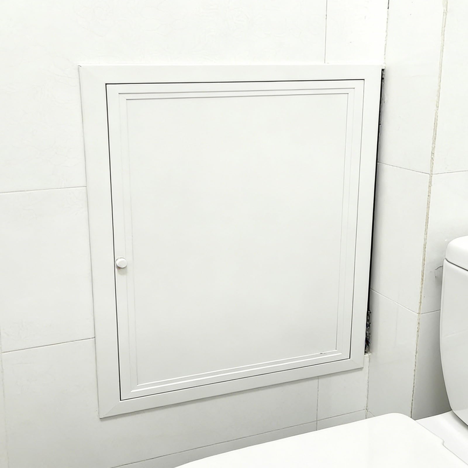 White Metal Inspection Door with Knob, HVAC Maintenance Access Panel, Plumbing Wall Hole Cover for Garage, Bathroom(26x26in/66x66cm)