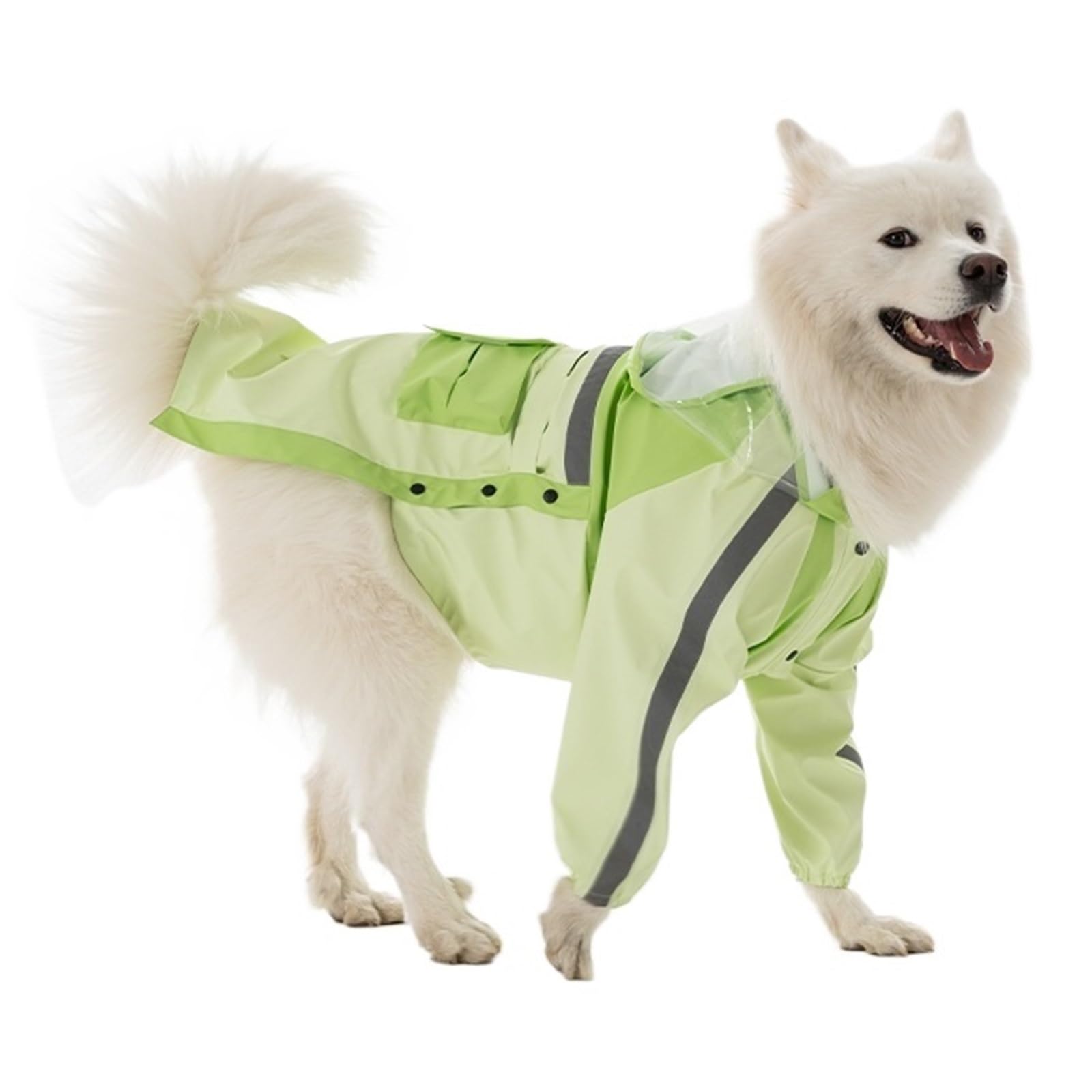 Impermeabile Cane Cappuccio Giacca Antipioggia Impermeabile per Cani con Cappuccio Cappotto per Cani Impermeabile(Verde,XXL)