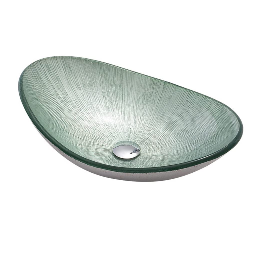 ASerZenith Bathroom Countertop Vessel Sink Bathroom Vessel Sink Counter Basin Ingot Shaped Wash Basin Tempered Glass Art Wash Basin Bathroom Sinks