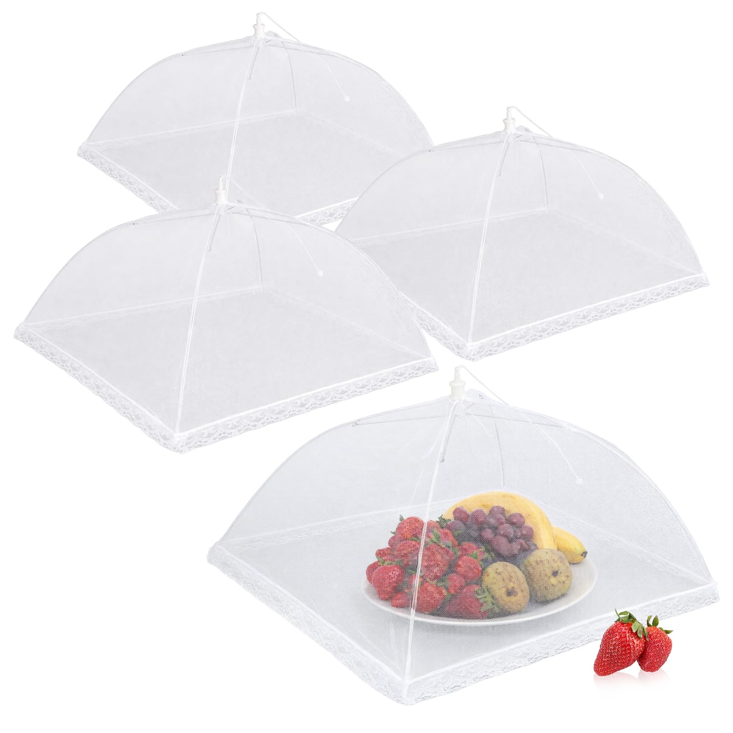 Com-Four 04 Pieces - White Com-Four® 4X Fly Covers - Covers For Food - Fly Covers For Food, Food, Fruit - Covers & Fly Covers - 44 Cm (04 Pieces - White)