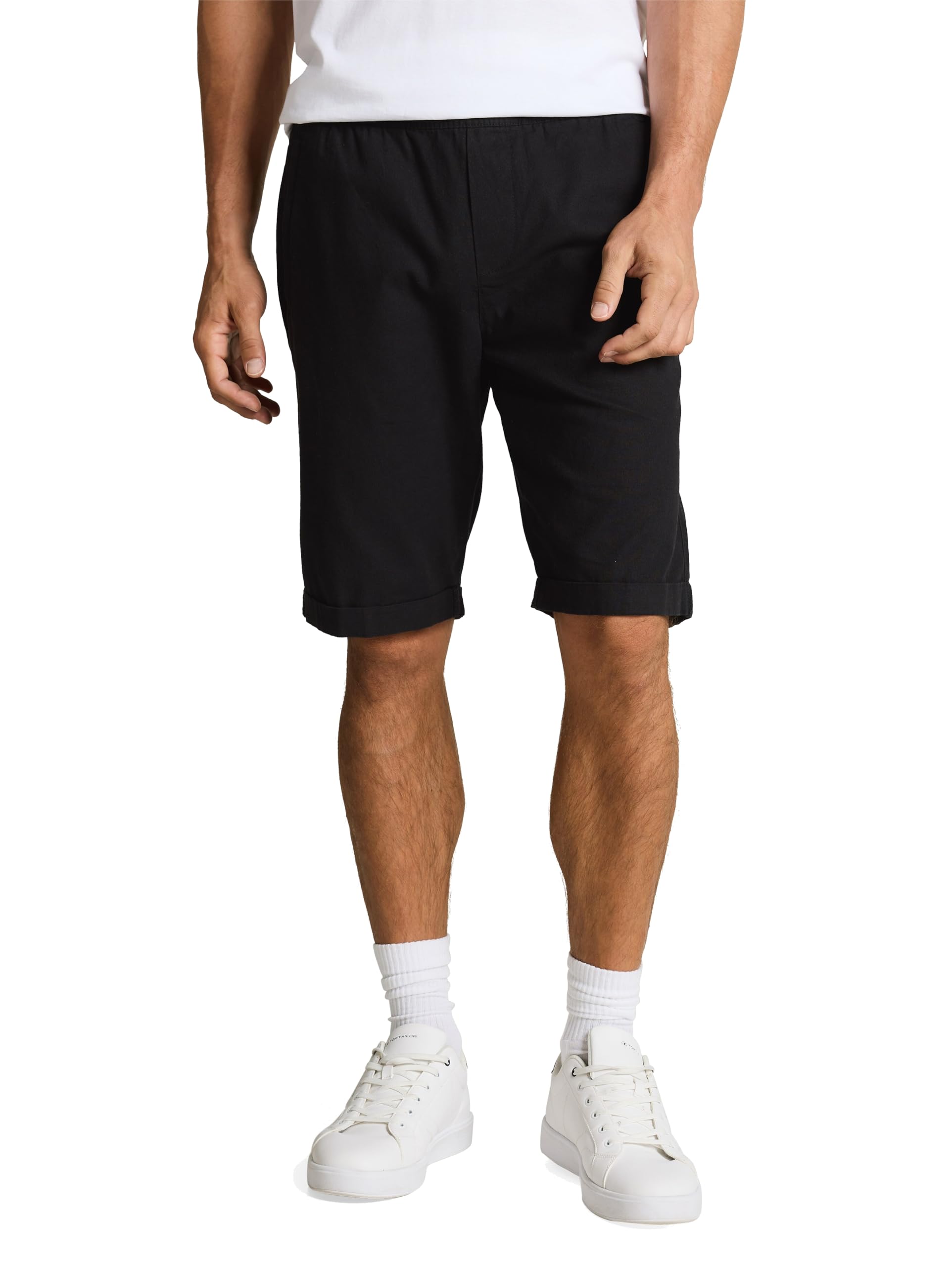 TOM TAILOR Herren Stoffshorts mit Leinen-Anteil