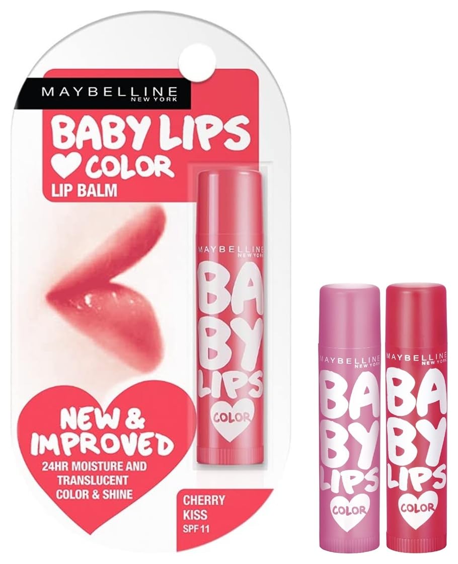 Maybelline New York Baby Lips Lip Balm, Cherry Kiss, 4g & Maybelline New York Baby Lips Pink Lolita & Baby Lips Cherry Kiss Lip Balm, Pink, Red, 31.2 g (Pack of 2)-image-40