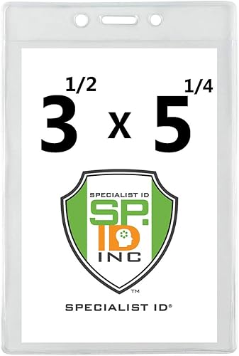 Specialist - Portatarjetas grandes de 3 12 x 5 14 pulgadas, fundas de plástico transparente para etiquetas, protector de tarjeta de vacunación,