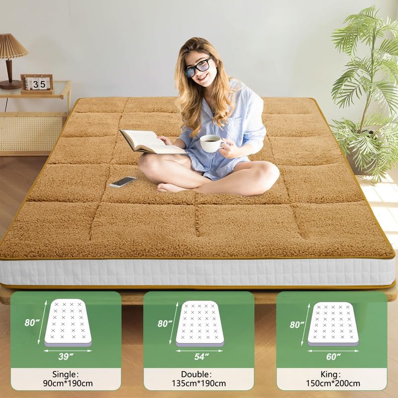 Miniatura 3 de Colchón futón de tamaño individual  Colchón japonés plegable extra grueso  Almohadilla de dormir súper suave y mullida para adultos  Tapete tatami