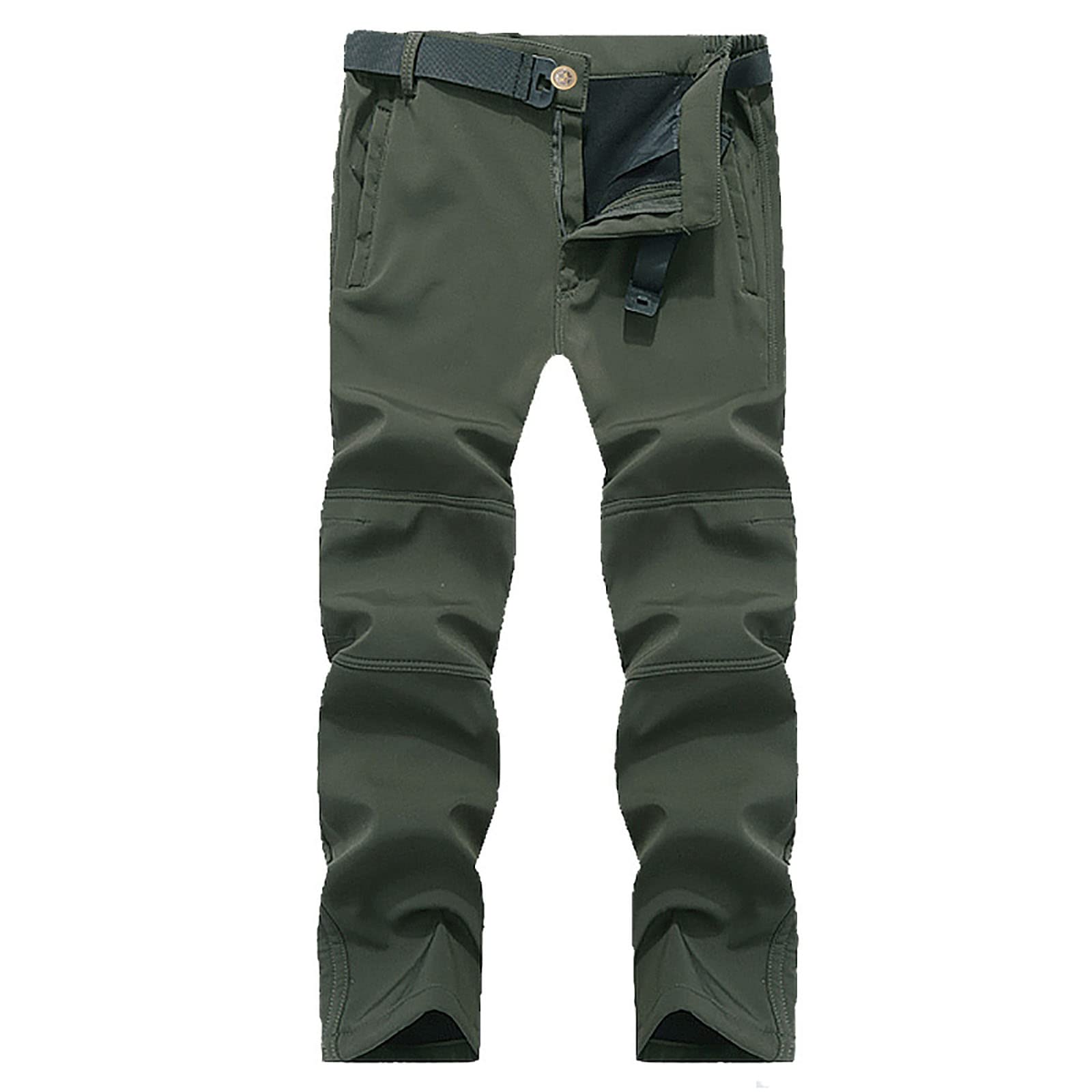 Uomo Pantaloni Trekking Invernali Impermeabile Hiking Sci Escursionismo Caldo Softshell Outdoor(Size:S,Color:Verde)