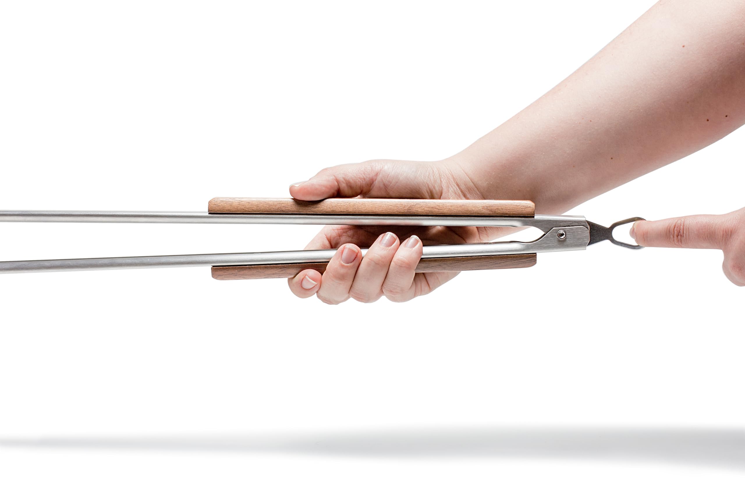 Petromax BBQ and Coal Tongs for Kitchen or Campfire, for Indoor and Outdoor Cooking, Durable Stainless Steel and Wooden Handle, 21.3 inch