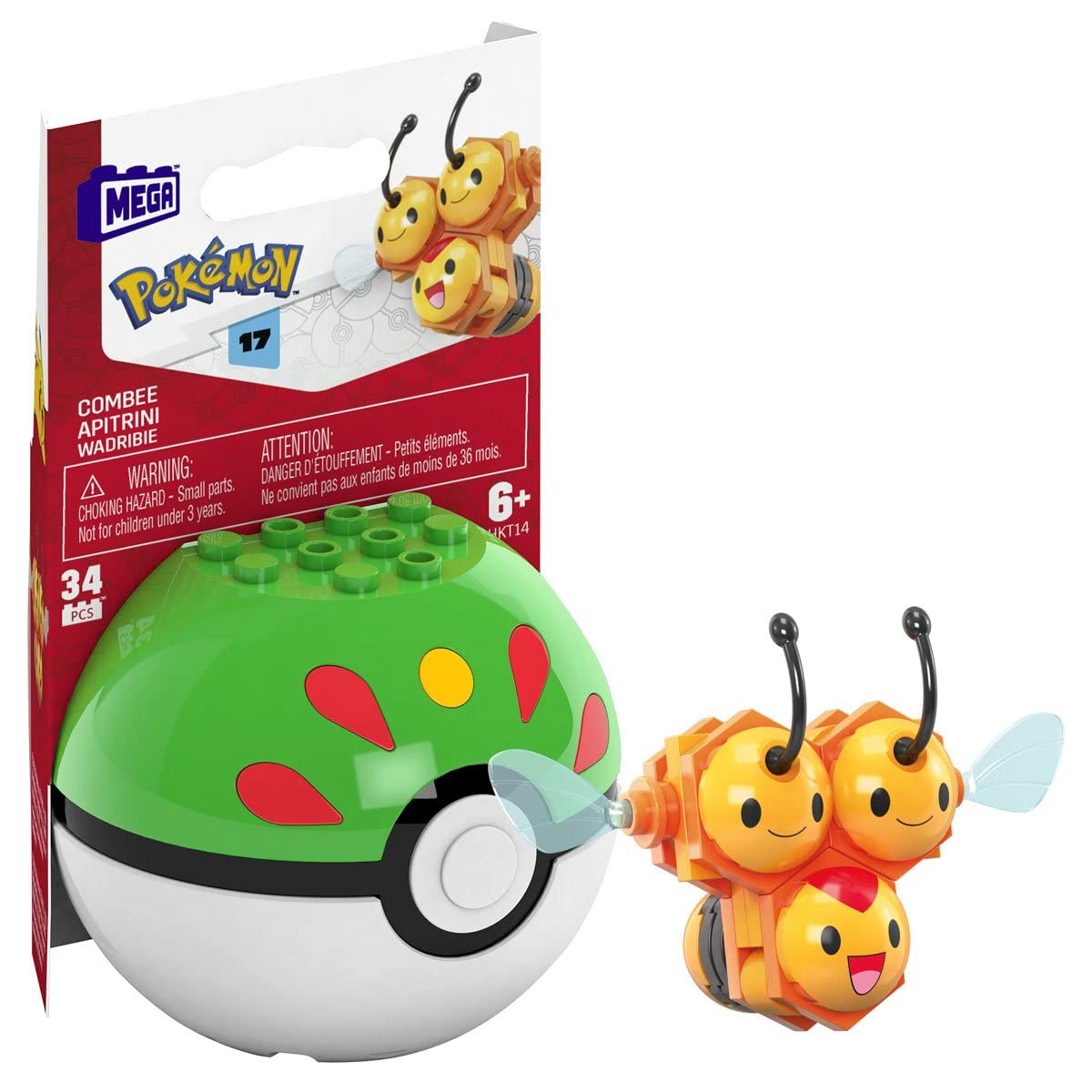 Mega Construx Pokemon Series 17 Combee Figure Building Set with Friend Poke Ball