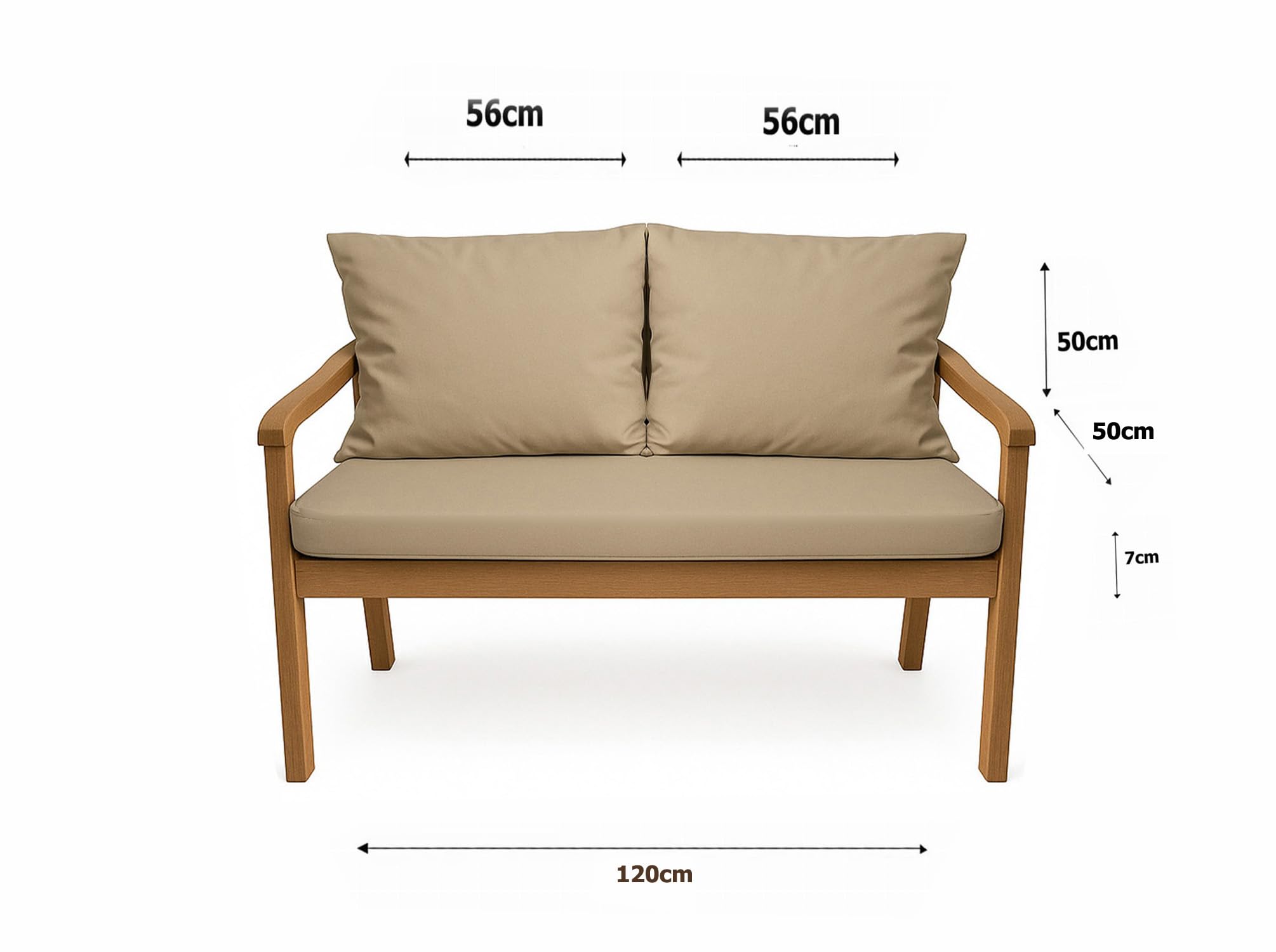 Bankauflage für Gartenbank- Polsterauflage für & Hollywoodschaukel-Gartenschaukel Kissen-hollywoodschaukel Kissen-bankkissen Outdoor (120 x 50 x 50 cm, Beige)