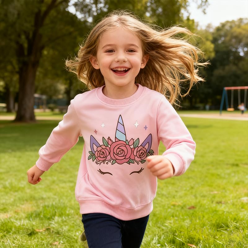 Image of Girls Cotton Crewneck Sweatshirt Size 2-10 Years Toddler Girls Kid Graphic Shirts