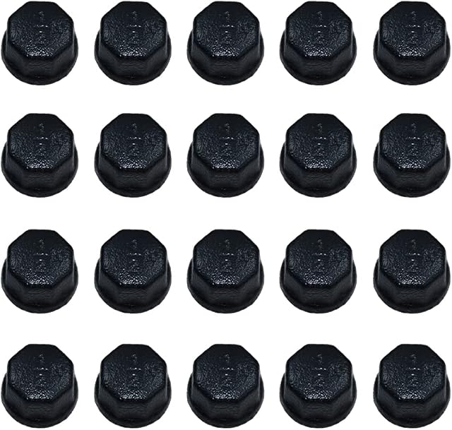 GPOWER 1/2 Inch Painted Black Pipe Caps, Malleable Cast Iron Pipe Cap Fittings, for DIY Vintage Furniture,20 Pack