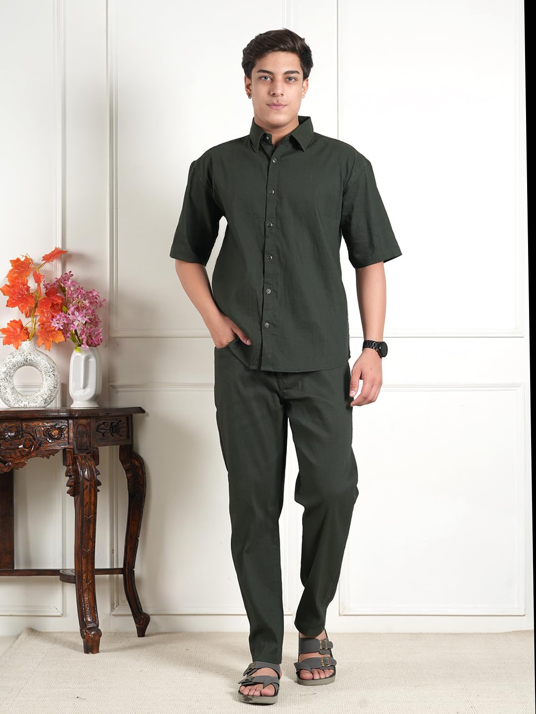 Men’s Linen Cord Set | Lightweight Breathable Summer Co-ord Set | Relaxed Fit Shirt & Elastic Waist Pants-picture-11