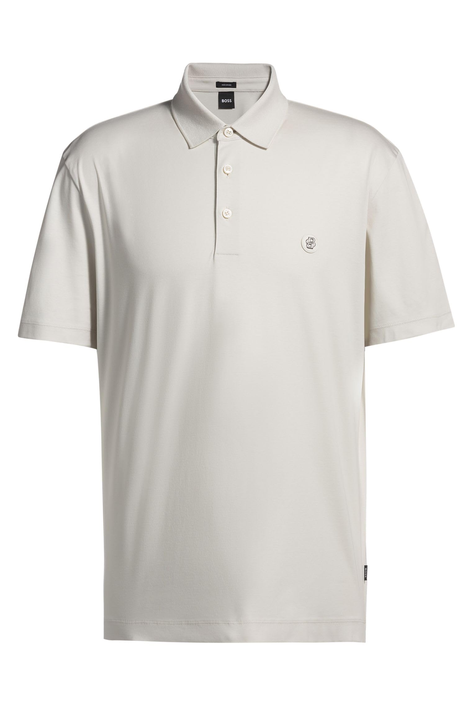 Boss Open White131 Mens C-Parris 01 Mercerised-Cotton Polo Shirt With Double Monogram Large