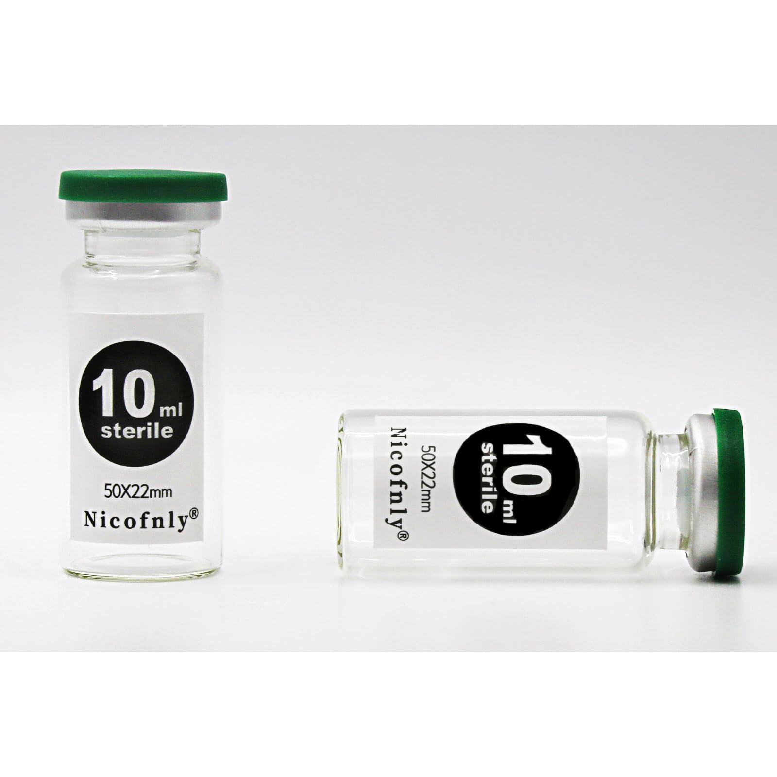 Fiale di vetro sterili da 10 ml, 10 confezioni-10ml Fiala vuota sterile con porta di iniezione autorigenerante e tappo a ribalta, confezione sterile
