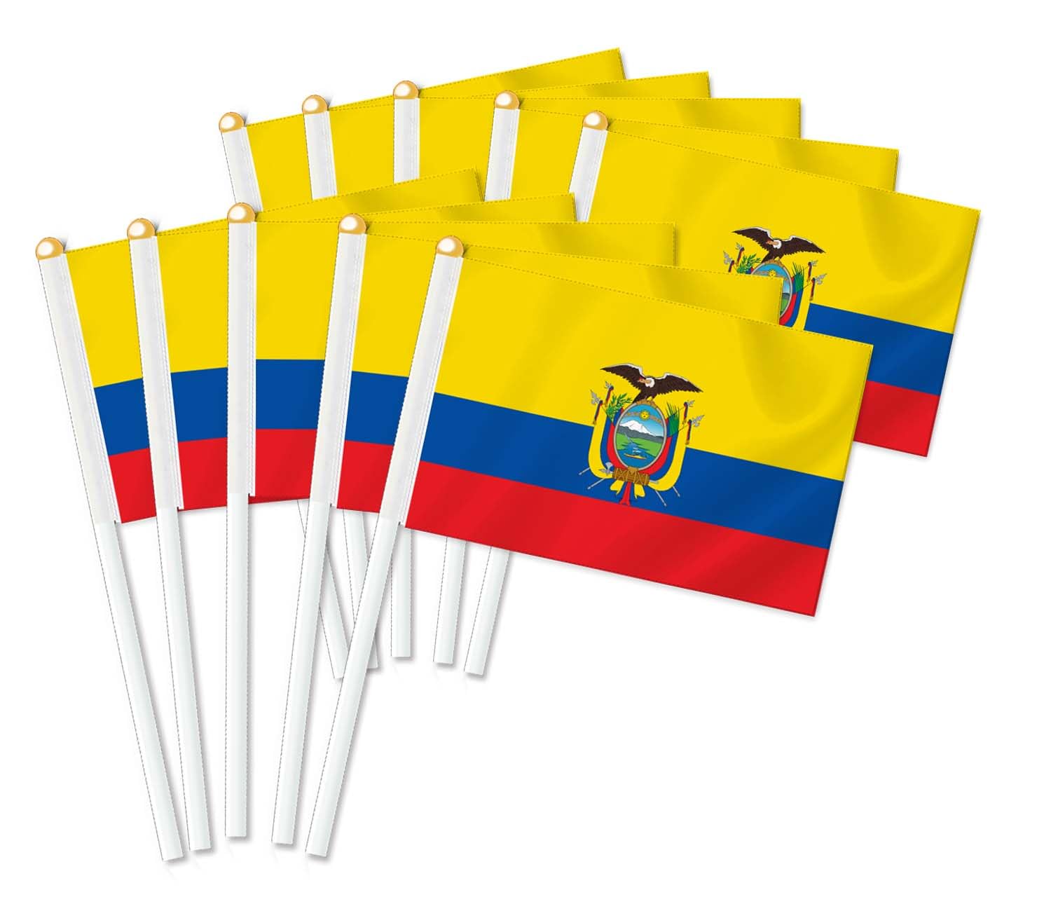 25 PCS Ecuador Handheld Small Flag, Ecuadorian Hand held Mini Decor Decoration Banner