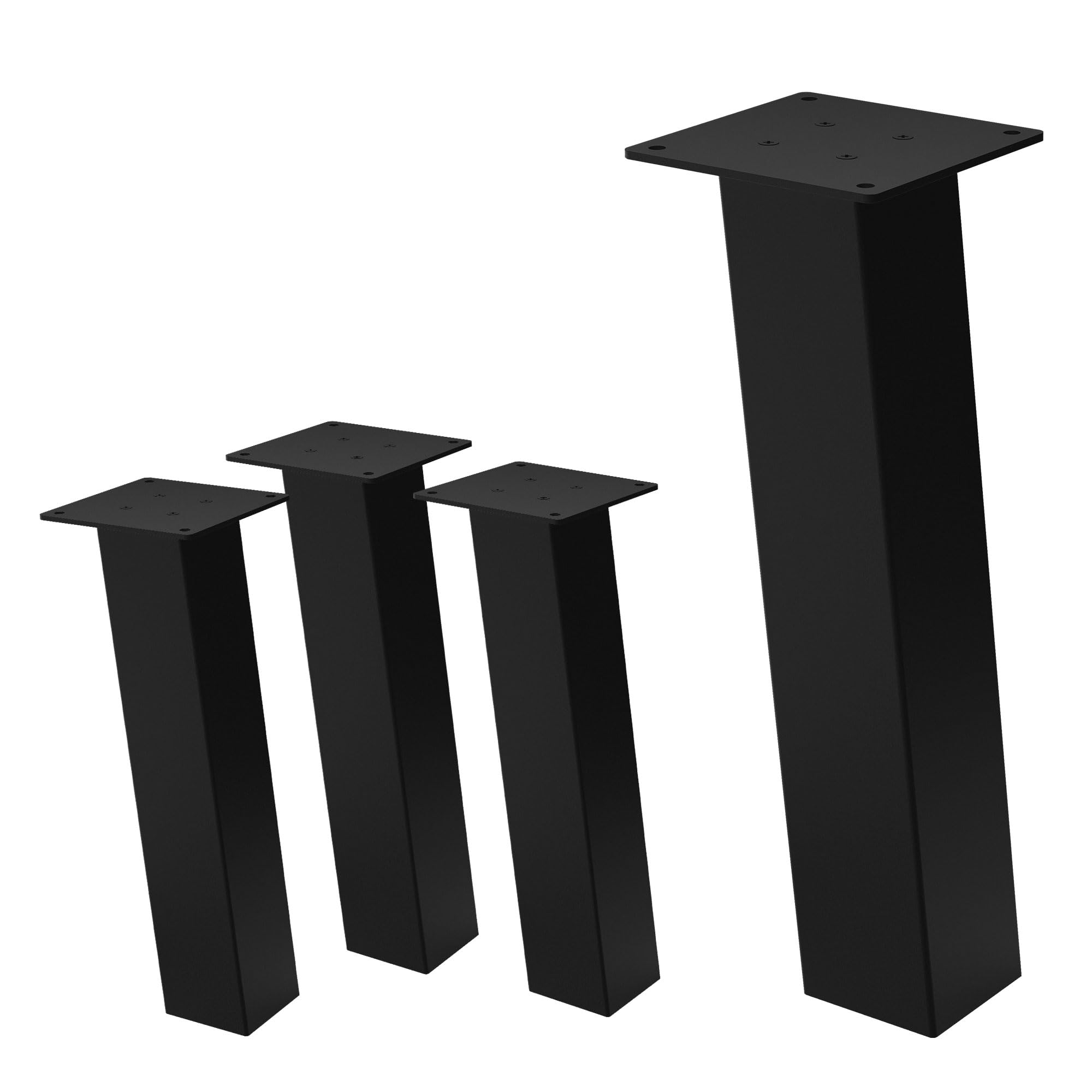 ML-Design Set di 4 Gambe per Tavolo Inclinate A: 42 cm Nero Lucido in Acciaio Verniciato a Polvere Forma a I Profilo 8x8 cm con Inclinazione di 96° Piedini in Metallo per Panchine Tavolini
