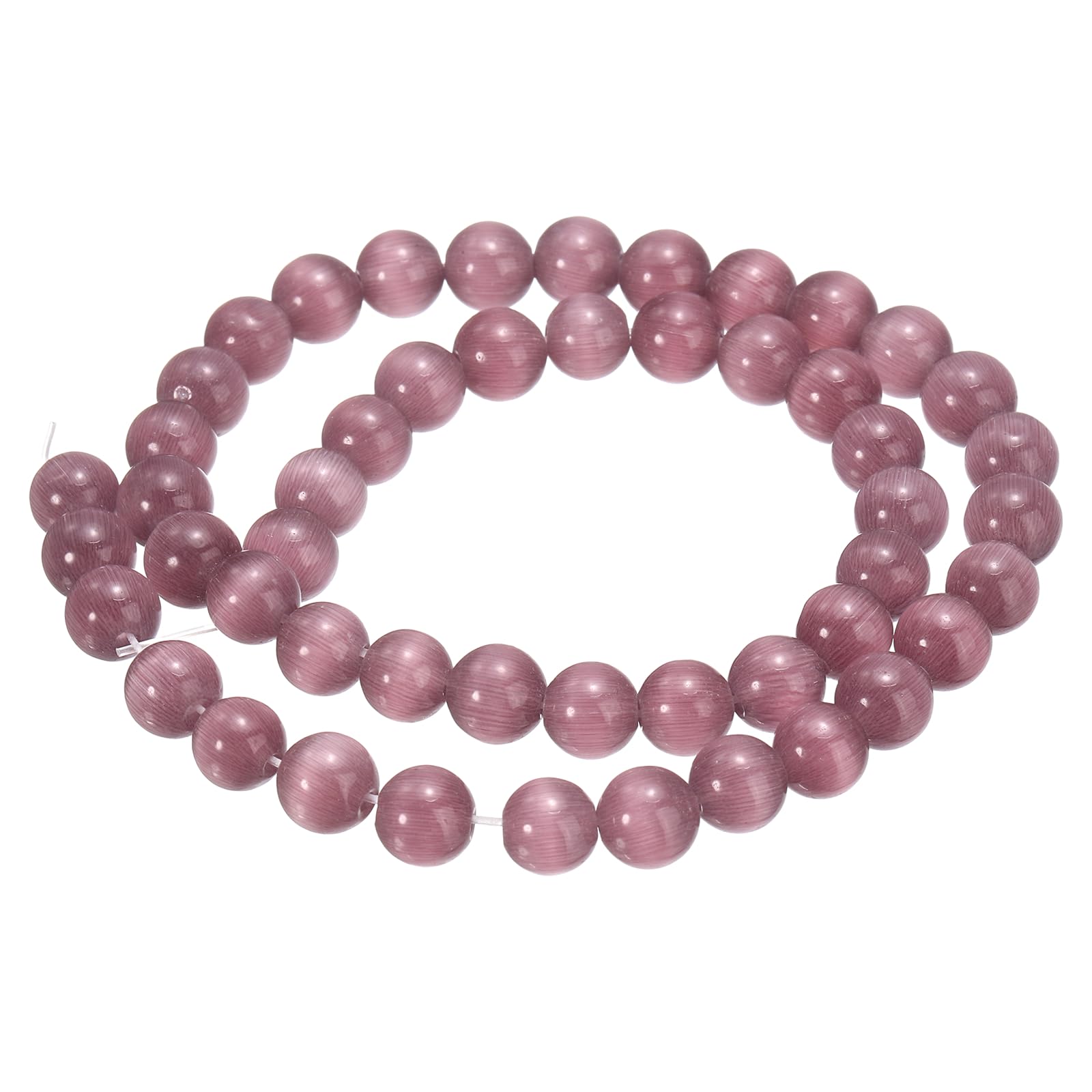 sourcing map 48pcs Dark Purple Cat's Eye Stone Beads 8mm Round Smooth Gemstone Crystal Loose Bead for Jewelry Making Bracelets Necklace Earrings DIY