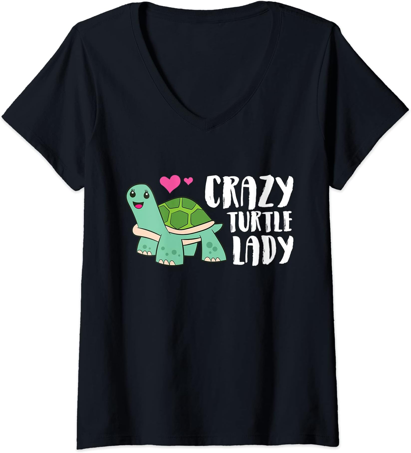Womens Crazy Turtle Lady Women Turtle Girl V-Neck T-Shirt