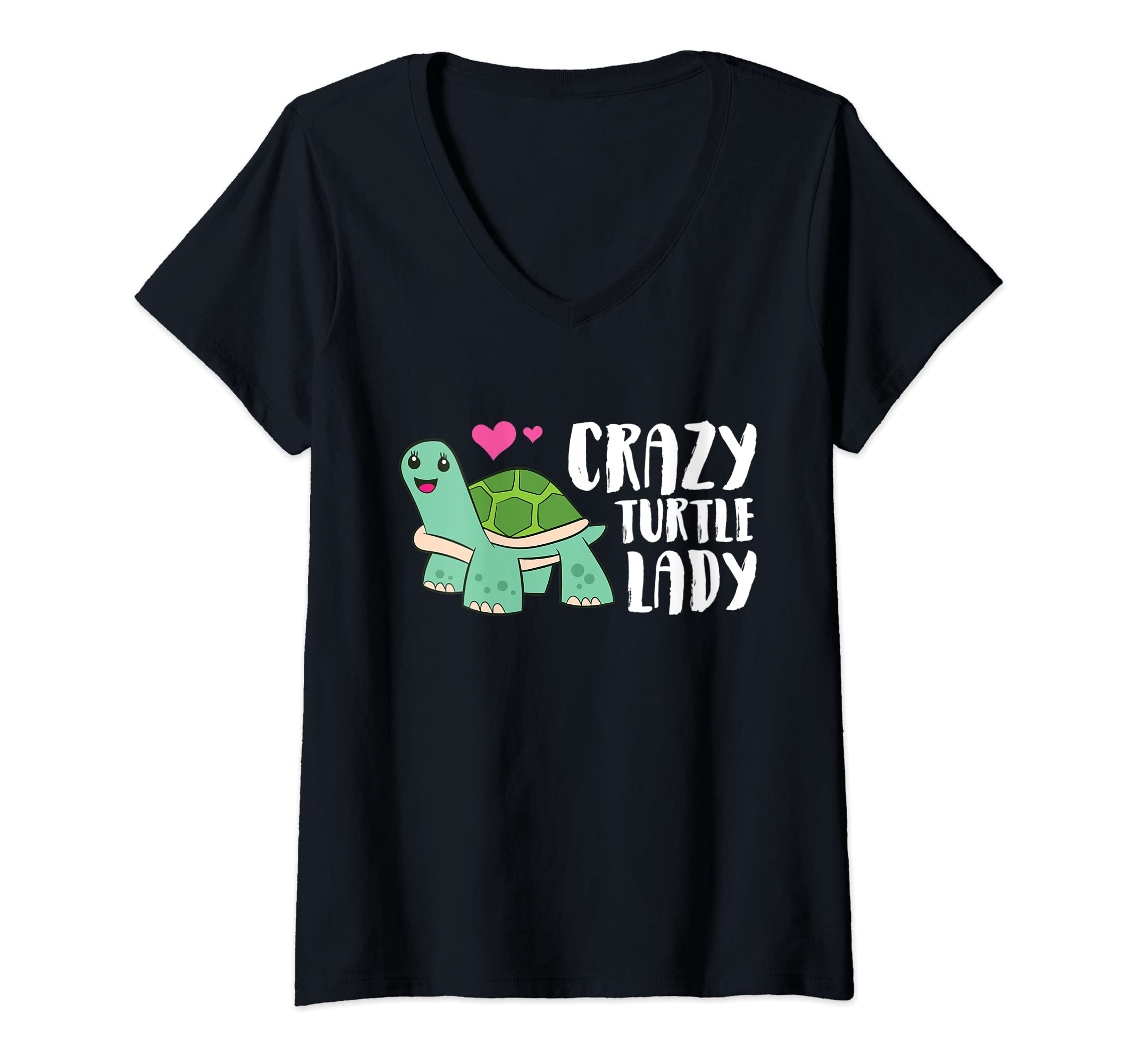 Womens Crazy Turtle Lady Women Turtle Girl V-Neck T-Shirt