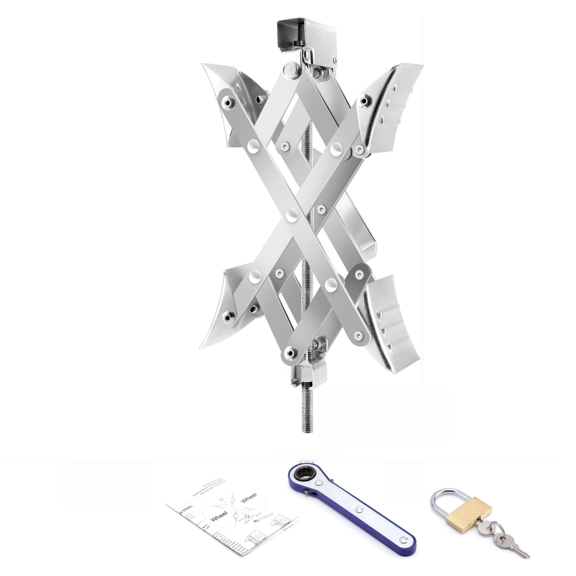 X-Shaped RV Wheel Chock Fit 3.25” to 10.5” Camper Wheel Chock Stabilizer Scissor with Accessories Pair for Travel Trailer, Heavy Duty Tire Wheel Chock Scissor Locking X Chock, 1Pack