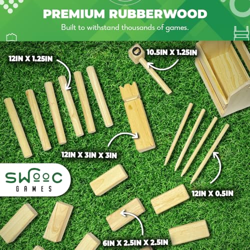 SWOOC Games - Kubb Yard Game Set - Premium Hardwood Viking Chess Set w/Wood Crate - for Adults & Kids - Backyard Size Kubb Game - for Kuub Tournaments with Friends - Viking Game - Kuube Outdoor Game - Thumbnail 4