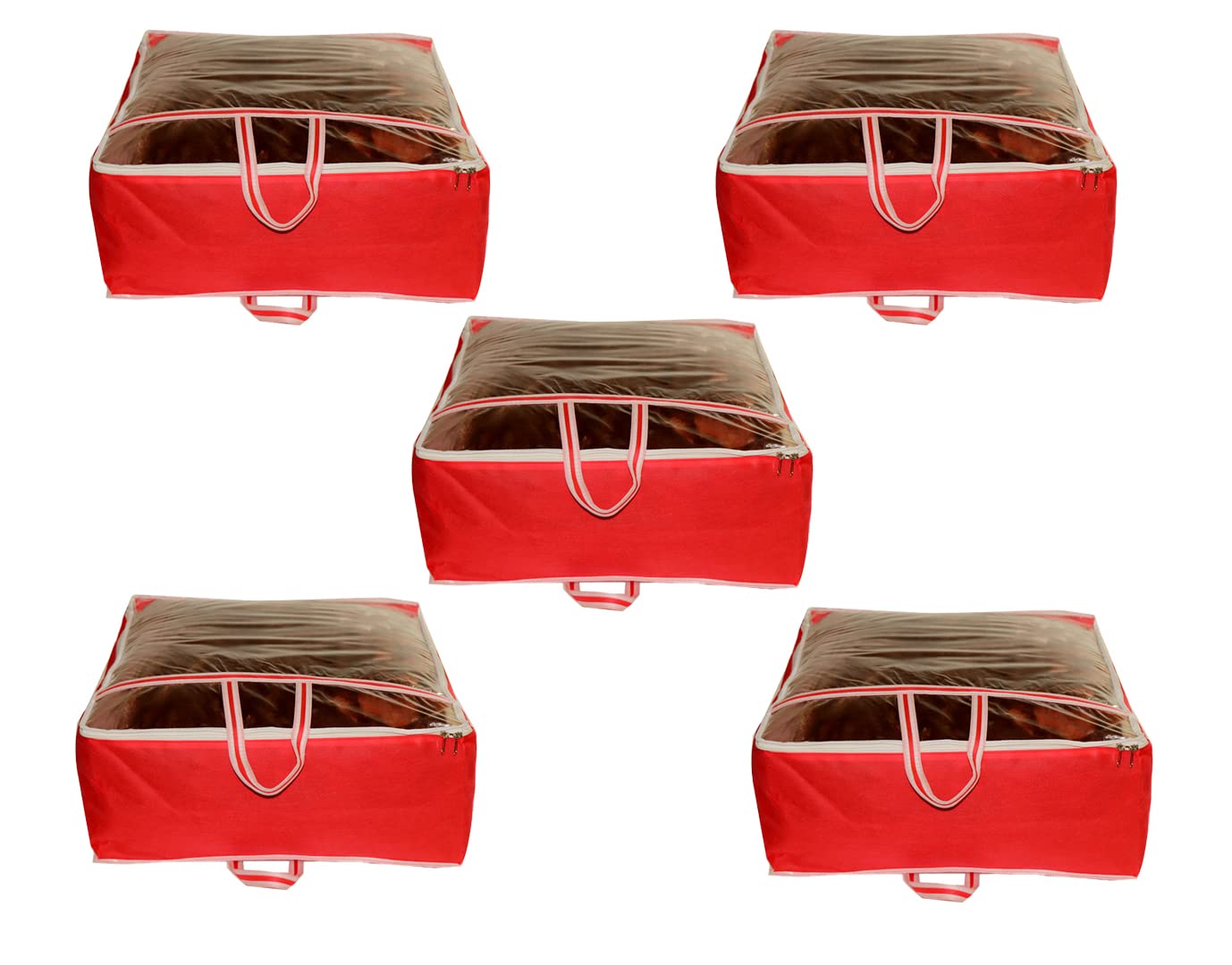 AARON INC Present 5 Pieces Non Woven Blanket Cover Storage Bag With Handle Front Transparent Clear Window Large Size Storage Bag Under Bed Storage Bag (Red) (B09VSRY1RD) Amazon Price History, Amazon Price Tracker