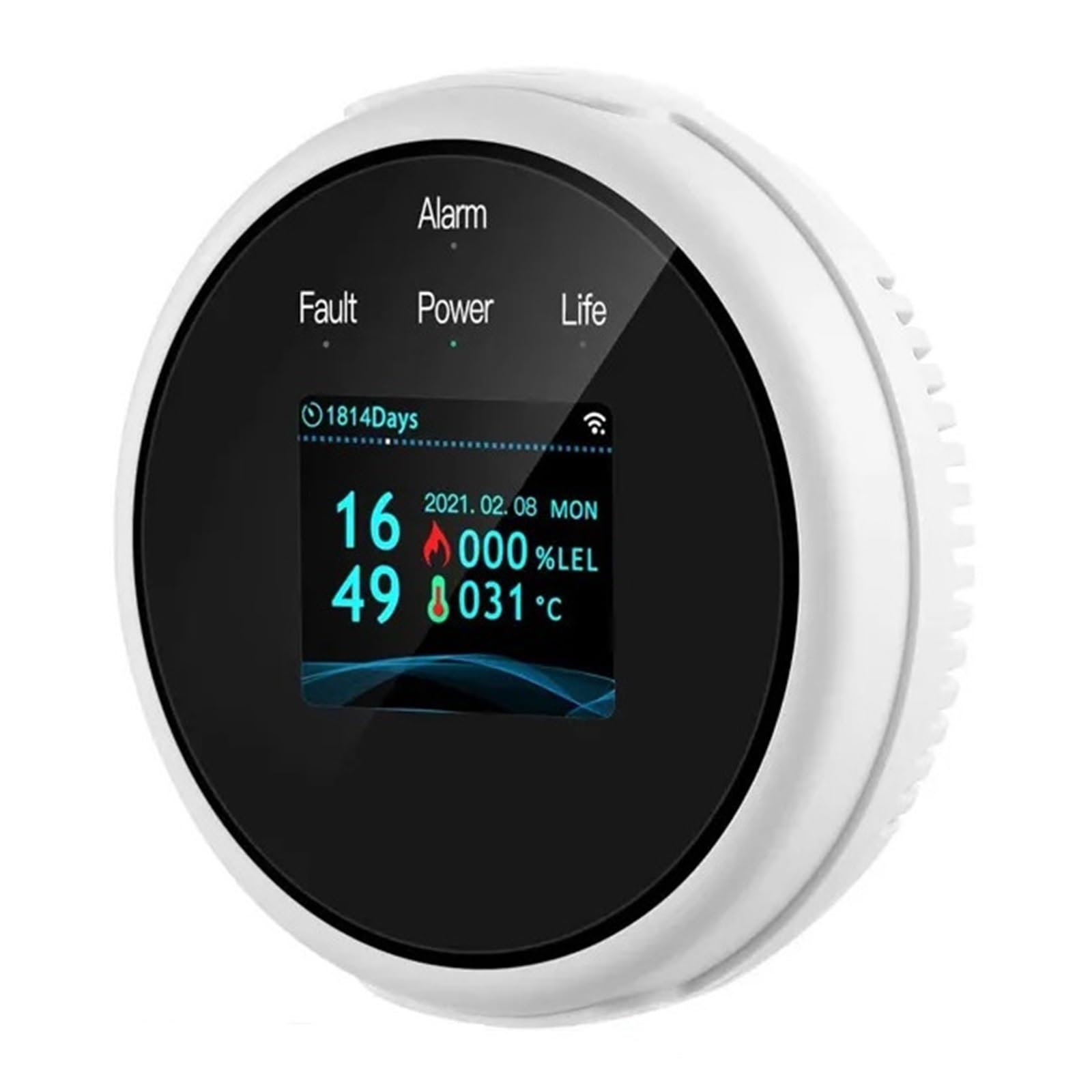 Smart Life Tuya Wifi Gas Leak Sensor Led Display Screen Combustible Home LPG Alarm Temperature Detector Multi Function Monitoring