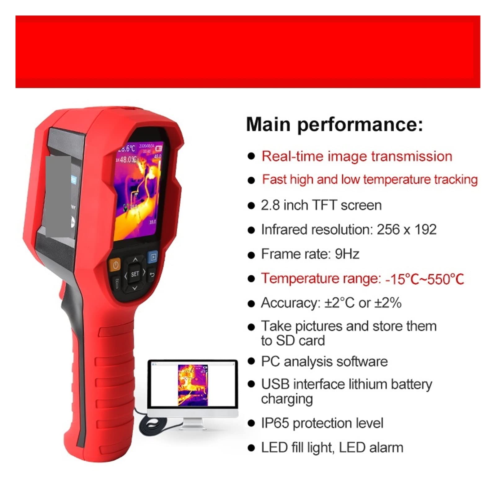 Wärmebildkamera Infrarot-Wärmebildkamera 256 x 192 Wärmebild Thermografie Professionelle Bildgebung BAU Zuhause (Color : 260BMacroLens2, Size : 0)