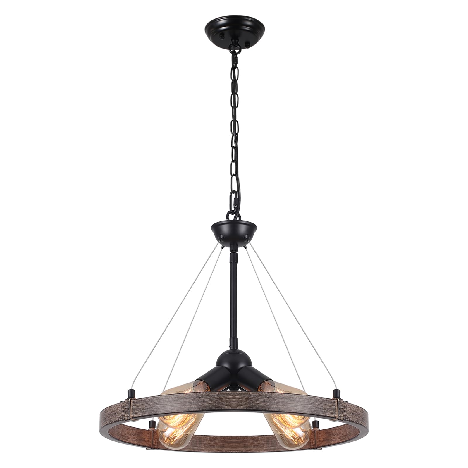 Industrial Lampadario A Forma Di Ruota Di Carro, 4 Luci Lampada A Sospensione Nera Lampadario Rustico Industriale Per Soggiorno Cucina Corridoio Camera Da Letto, Regolazione Dell'Altezza