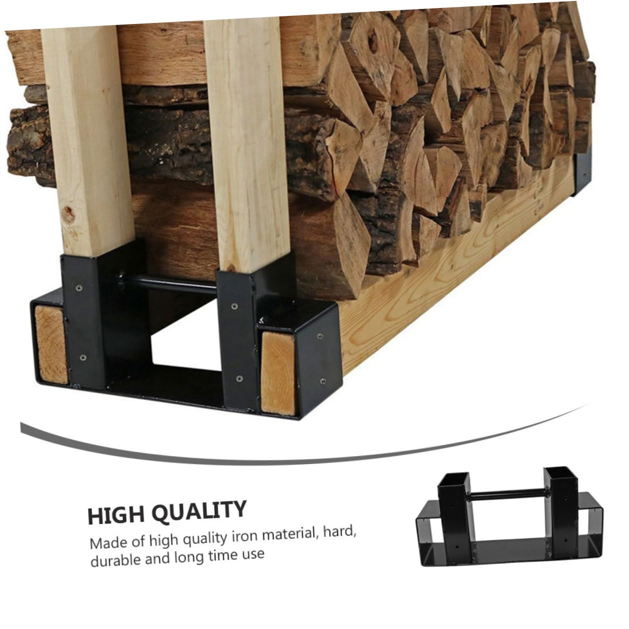 Mipcase Supporto per Legna da Ardere in Ferro Nero, Scaffale Salvaspazio per Esterni, Organizzatore Portaoggetti Resistente e Antiruggine per Giardino e Terrazza