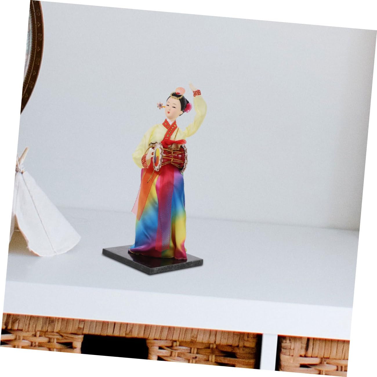 Gadpiparty Korean Hanbok Drum Doll Figurine Traditional Asian Decor for Home Unique Collectible Korean Folk Art for Living