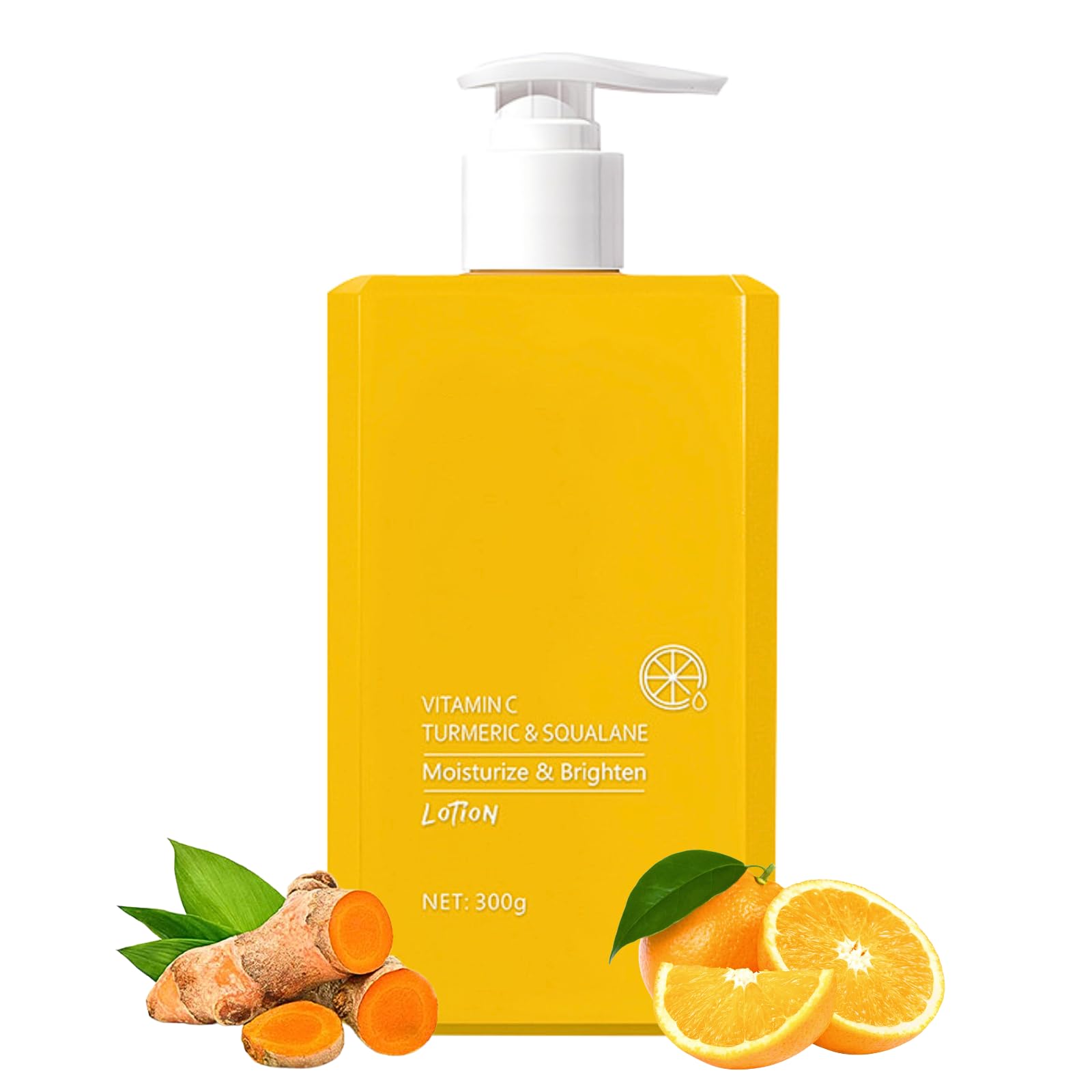 Vitamin C & Turmeric Body Lotion, Brightening Body Lotion, Turmeric Body Moisturiser for Dry Skin, Body Creams for Women Men, Remove Dark Spots, Nourishing Body Skin Care, Large-Capacity 300g