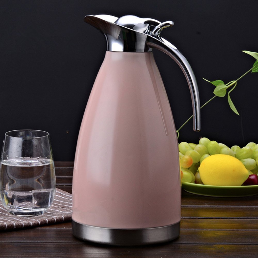 2,0 litra / 70 oz, podwójna warstwa, termos ze stali nierdzewnej, termos do kawy, izolacja próżniowa, termos, dzbanek do kawy, 100% szczelności, do stosowania w trybie gorącym i zimnym (kolor różowy)