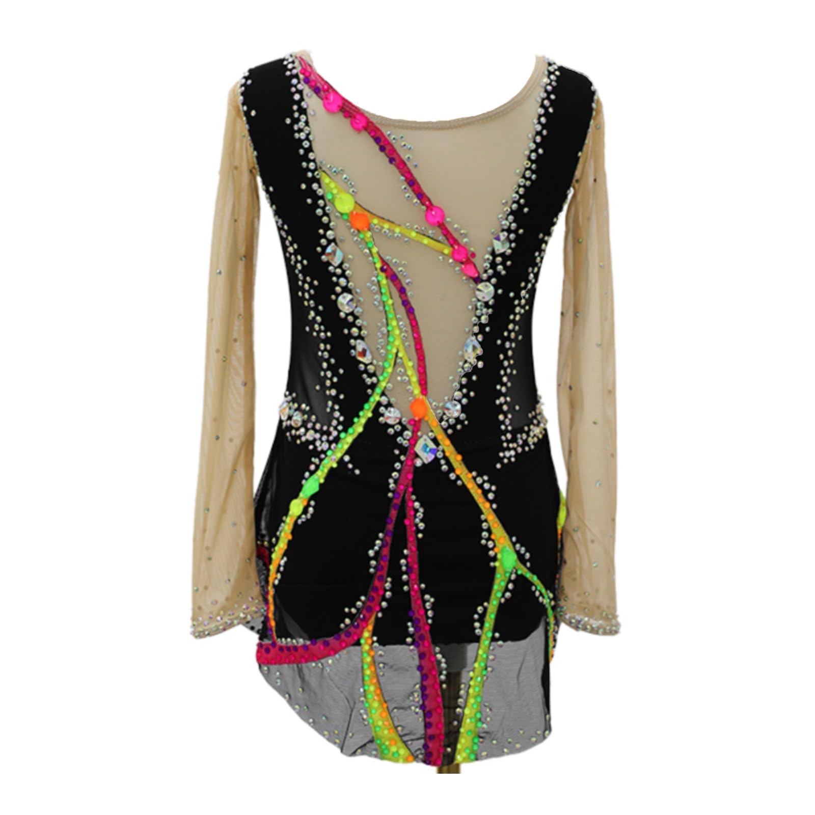 Vestido De Patinaje Artístico for Niña, Traje De Competición De Patinaje, Leotardo De Baile De Alta Elasticidad De Manga Larga