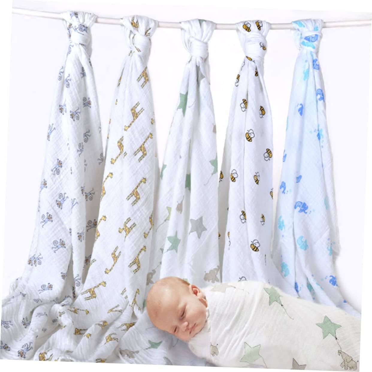 Abaodam 3stücke Newborn Muslin Swaddle Blanket Aus Baumwolle Atmungsaktiv Und Weich Mit Giraffen- Für Neugeborene Als Zur Babyparty